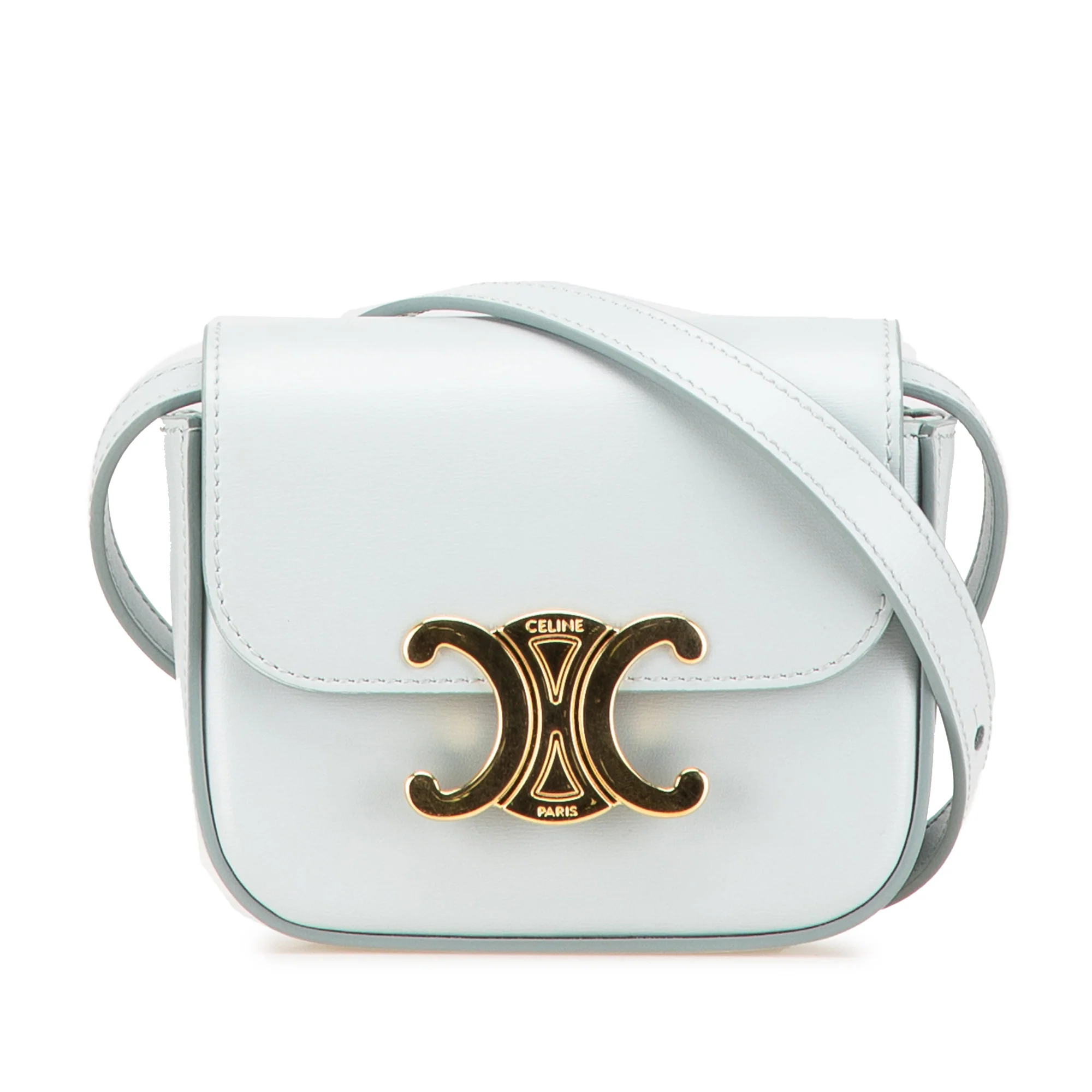 Celine | Pre-Owned Mini Calfskin Claude Crossbody | Blue/Light Blue