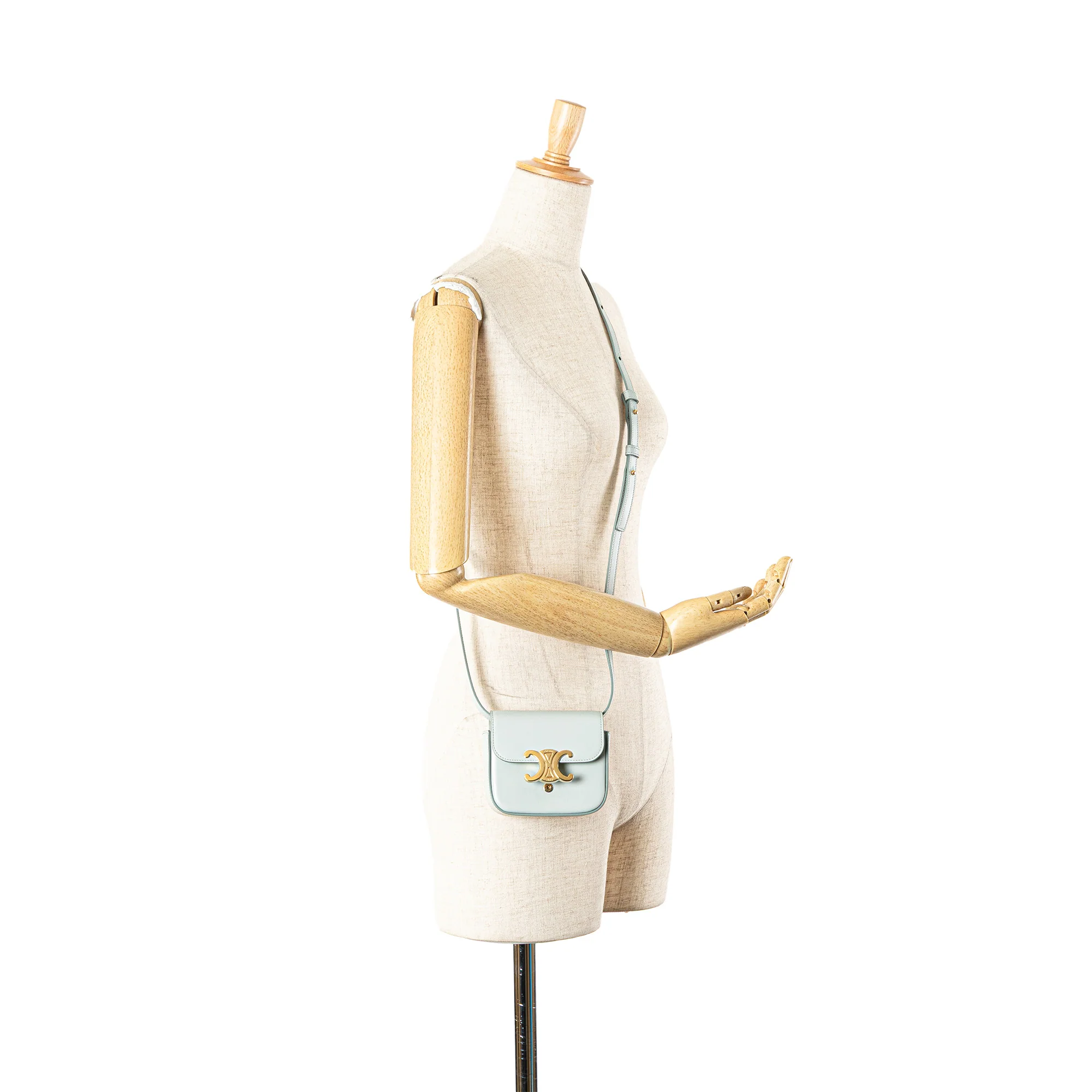 Celine | Pre-Owned Mini Calfskin Claude Crossbody | Blue/Light Blue - Image 2