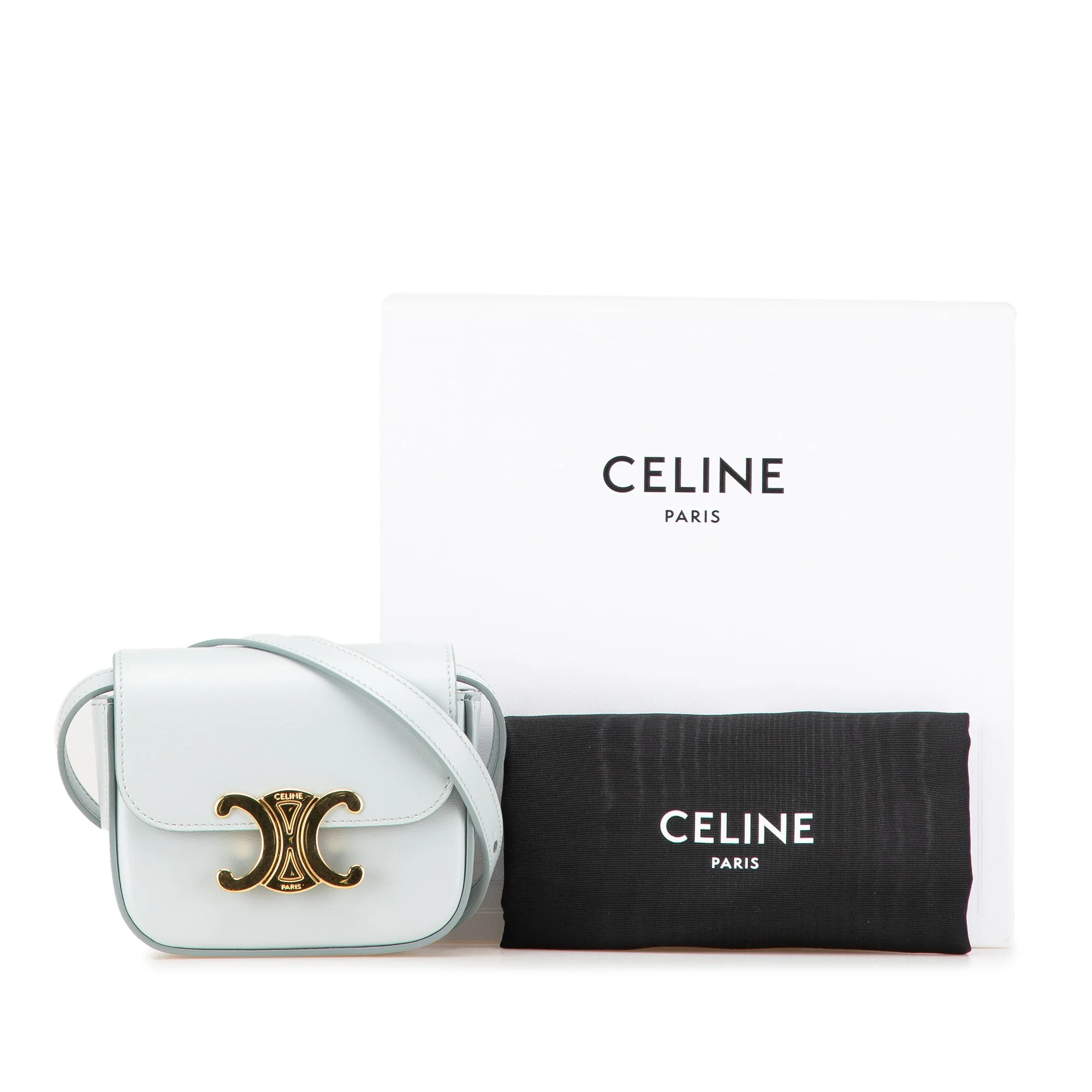 Celine | Pre-Owned Mini Calfskin Claude Crossbody | Blue/Light Blue - Image 3
