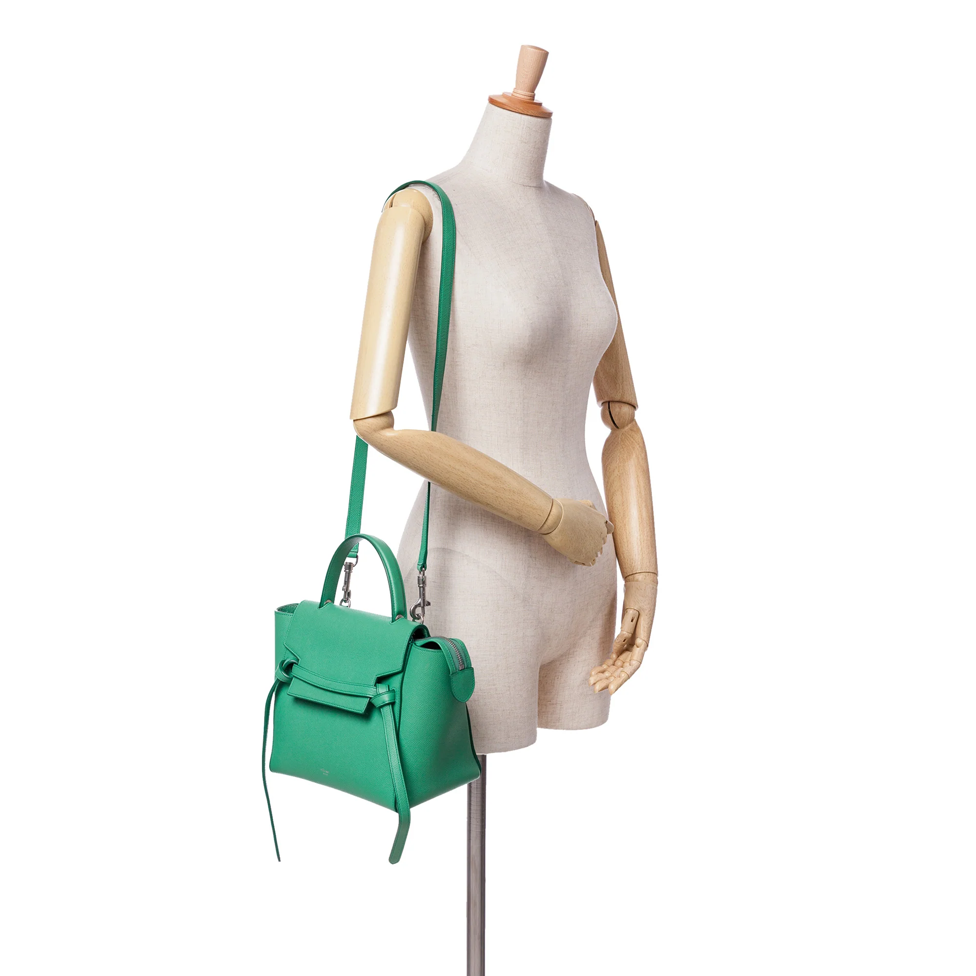 Celine | Pre-Owned Mini Grained Calfskin Belt Bag | Green - Image 3