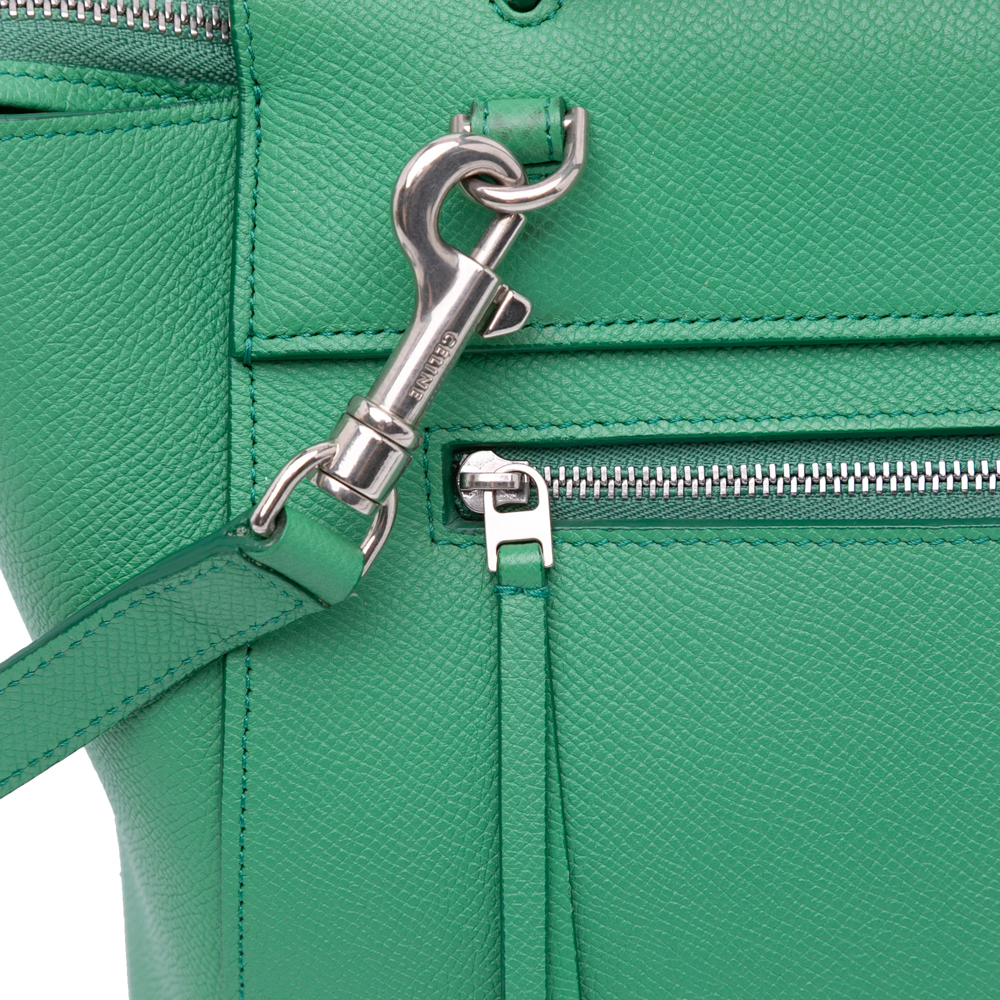 Celine | Pre-Owned Mini Grained Calfskin Belt Bag | Green - Image 9