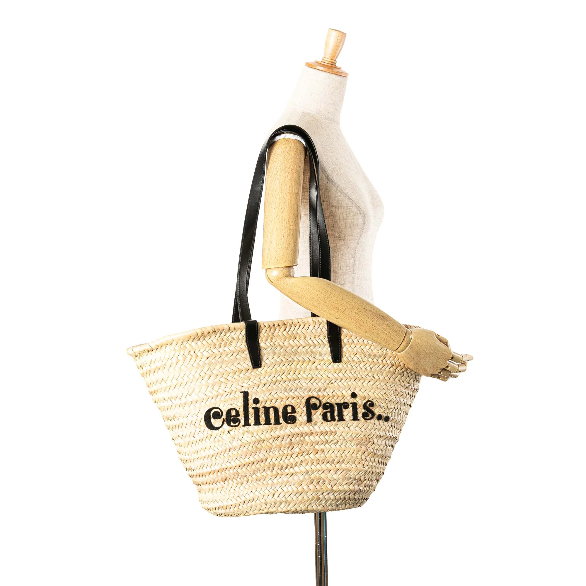 Celine | Pre-Owned Raffia Classic Panier Tote | Beige - Image 3