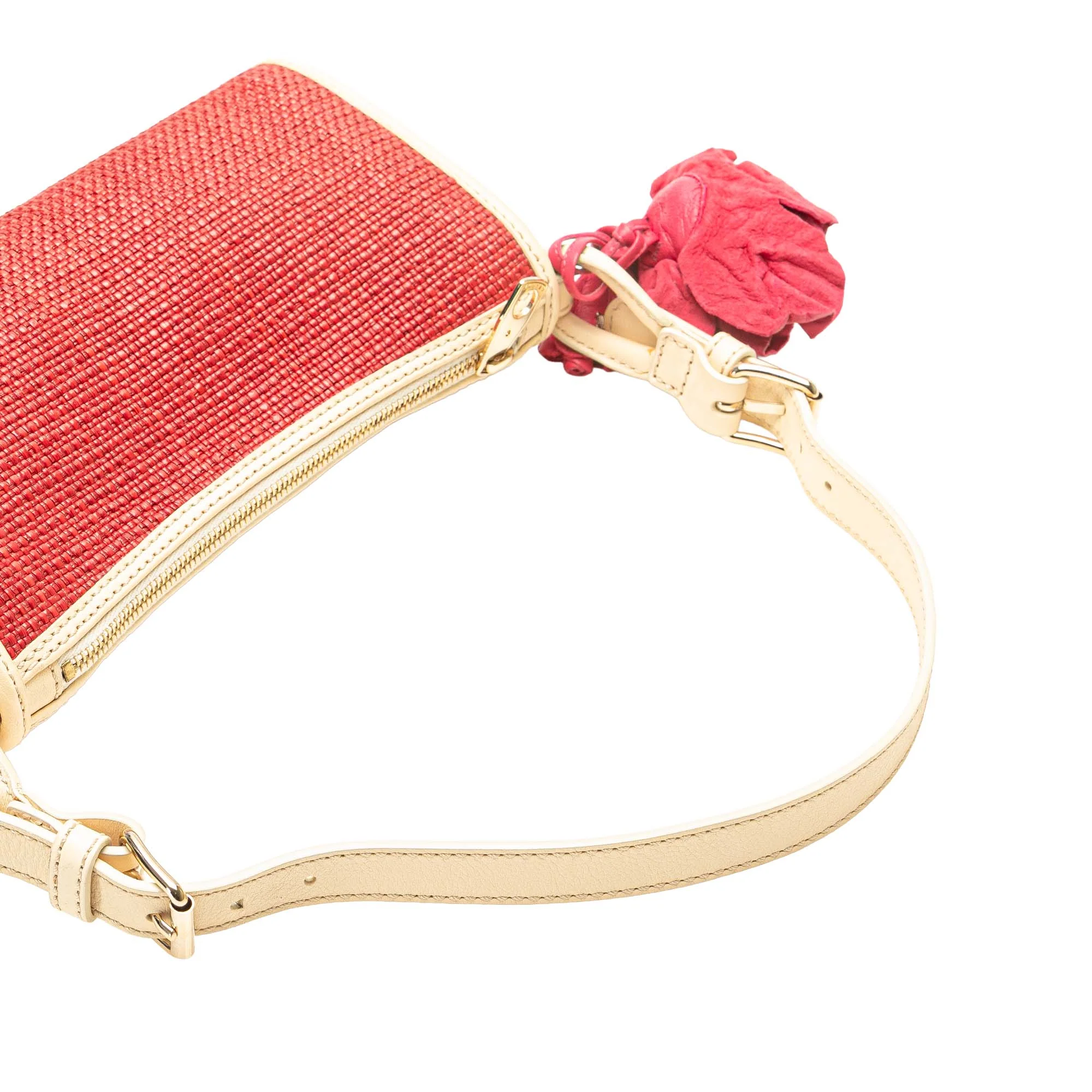 Celine | Pre-Owned Raffia Shoulder Bag | Red/WhiteWhite - Image 2