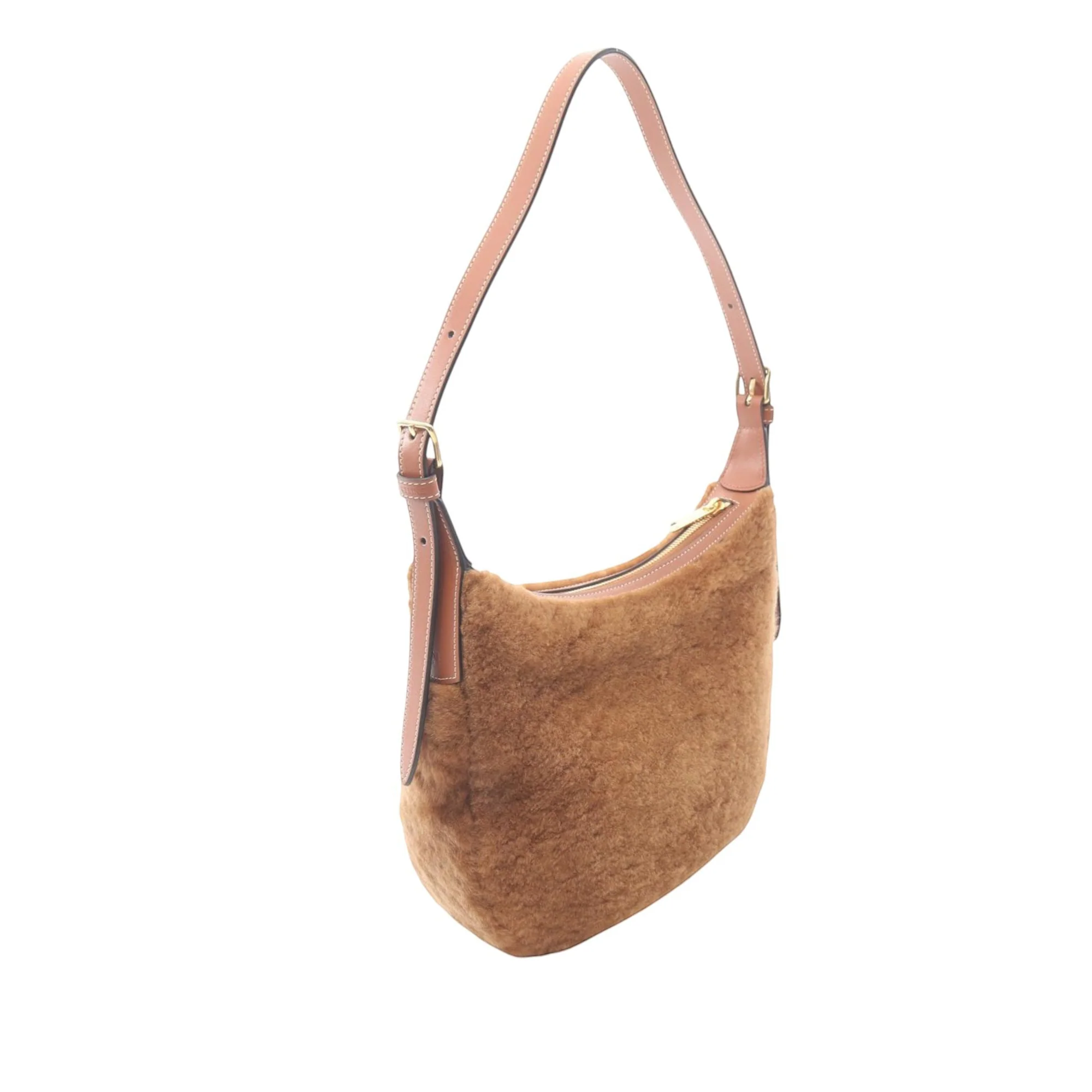 Celine | Pre-Owned Small Shearling Cuir Triomphe Heloise Bag | Brown - Image 2