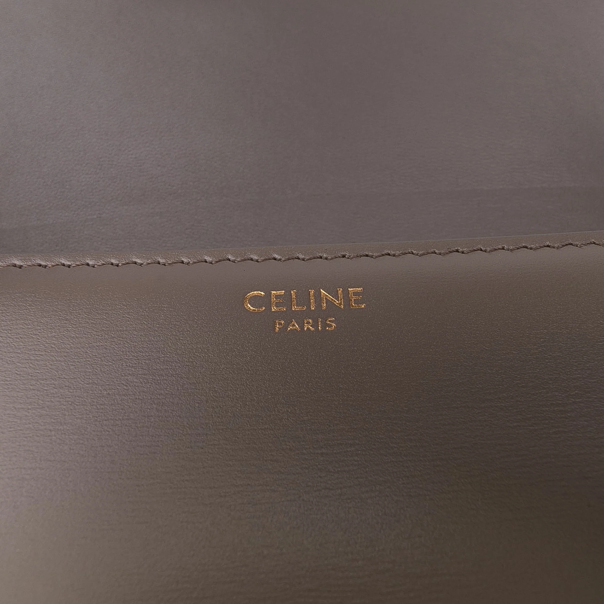 Celine | Pre-Owned Teen Shiny Calfskin Triomphe Crossbody | Brown/Taupe - Image 8