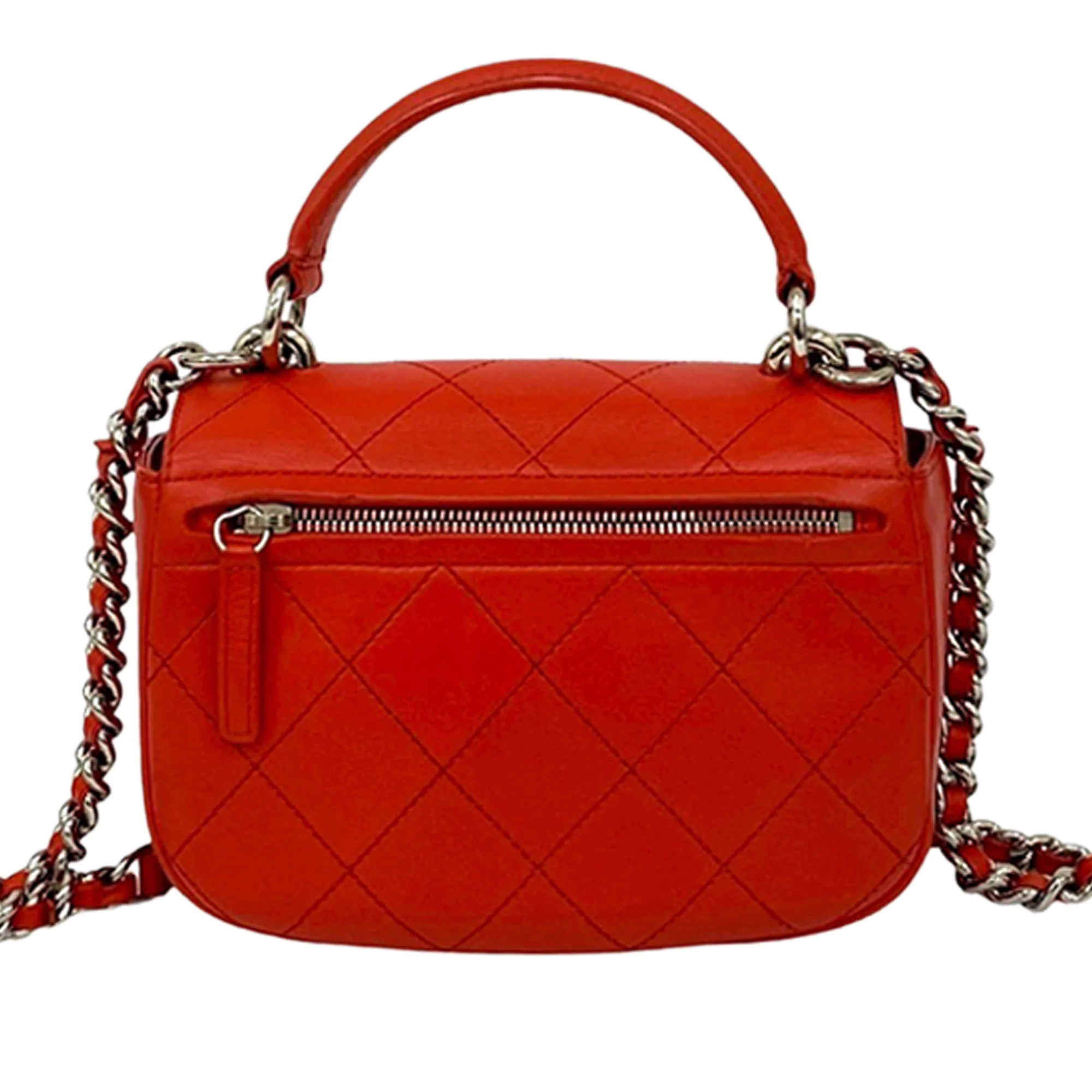Chanel | Pre-Owned Calfskin Ring My Bag Satchel | Red - Image 4