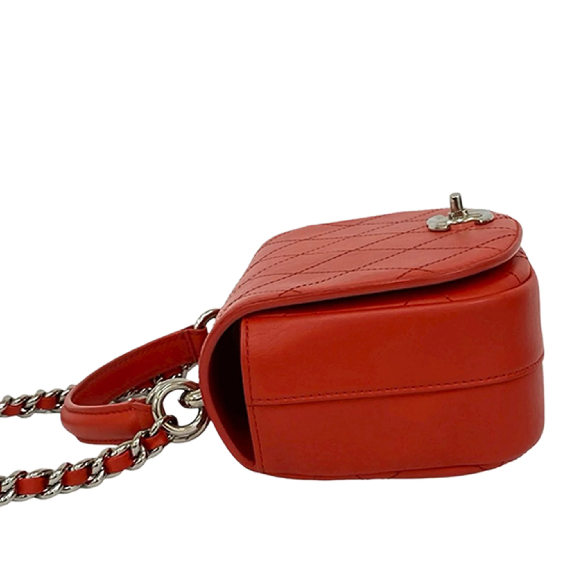 Chanel | Pre-Owned Calfskin Ring My Bag Satchel | Red - Image 5