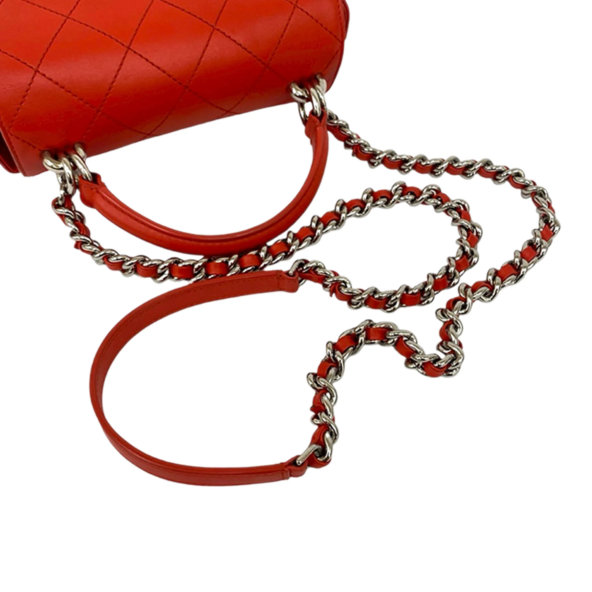 Chanel | Pre-Owned Calfskin Ring My Bag Satchel | Red - Image 9