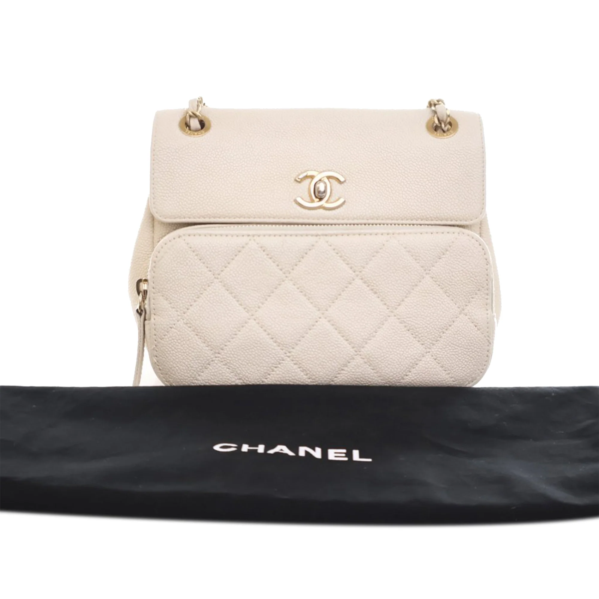 Chanel | Pre-Owned Caviar Business Affinity Messenger Flap | White/Ivory - Image 2