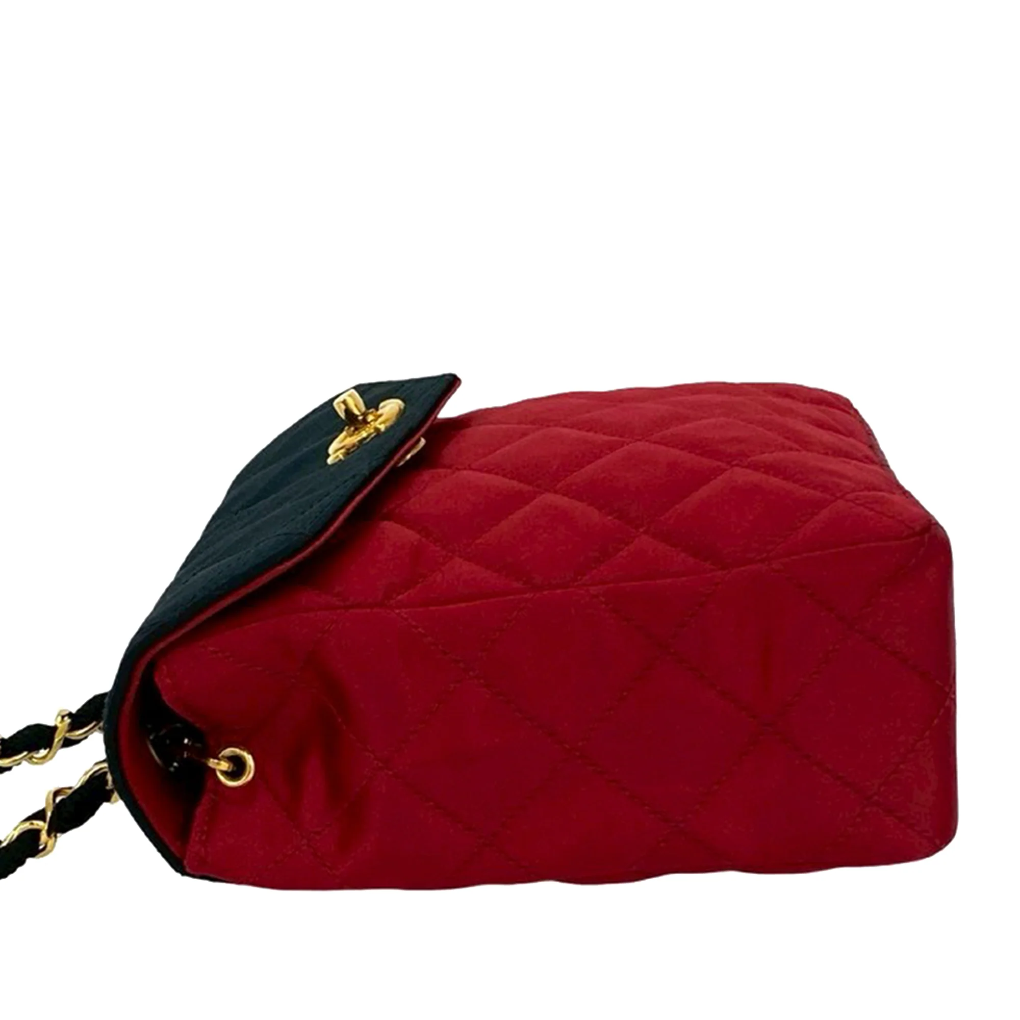 Chanel | Pre-Owned CC Bicolor Quilted Satin Crossbody | RedBlack - Image 7