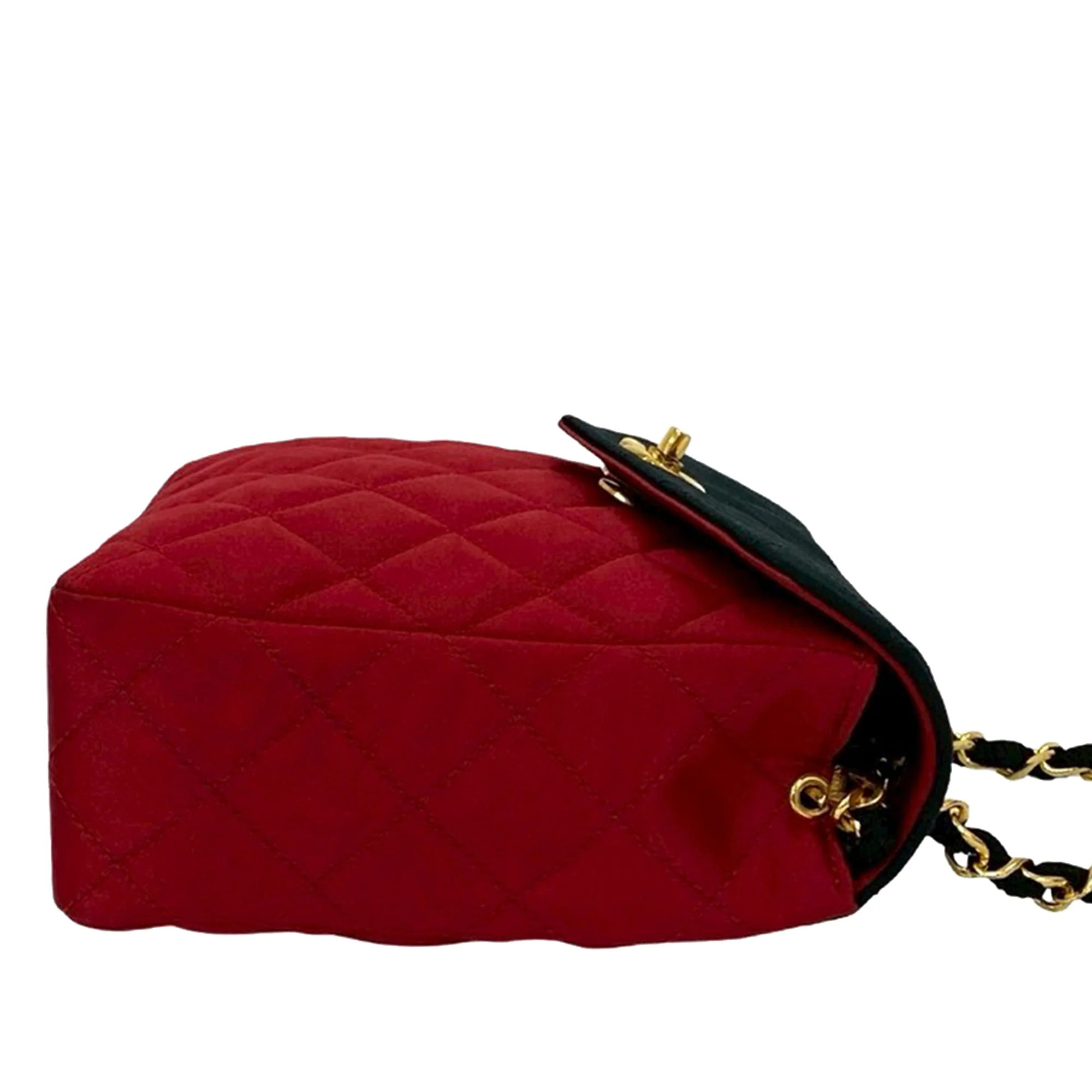 Chanel | Pre-Owned CC Bicolor Quilted Satin Crossbody | RedBlack - Image 8