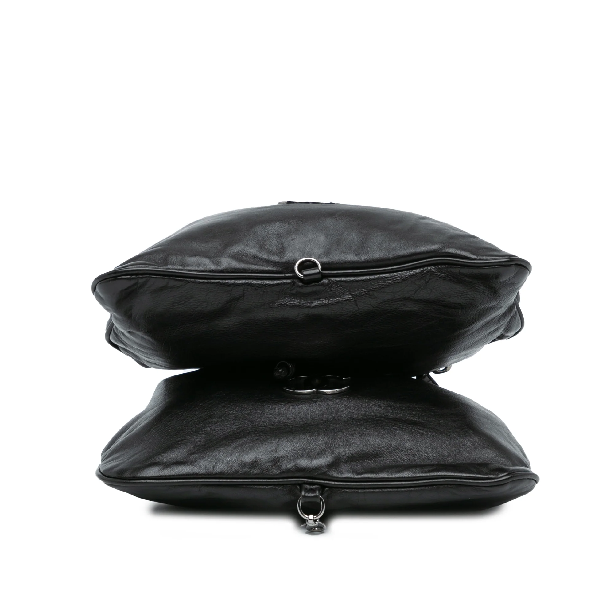 Chanel | Pre-Owned CC Calfskin Dual Twin Chain Handbag | Black - Image 4