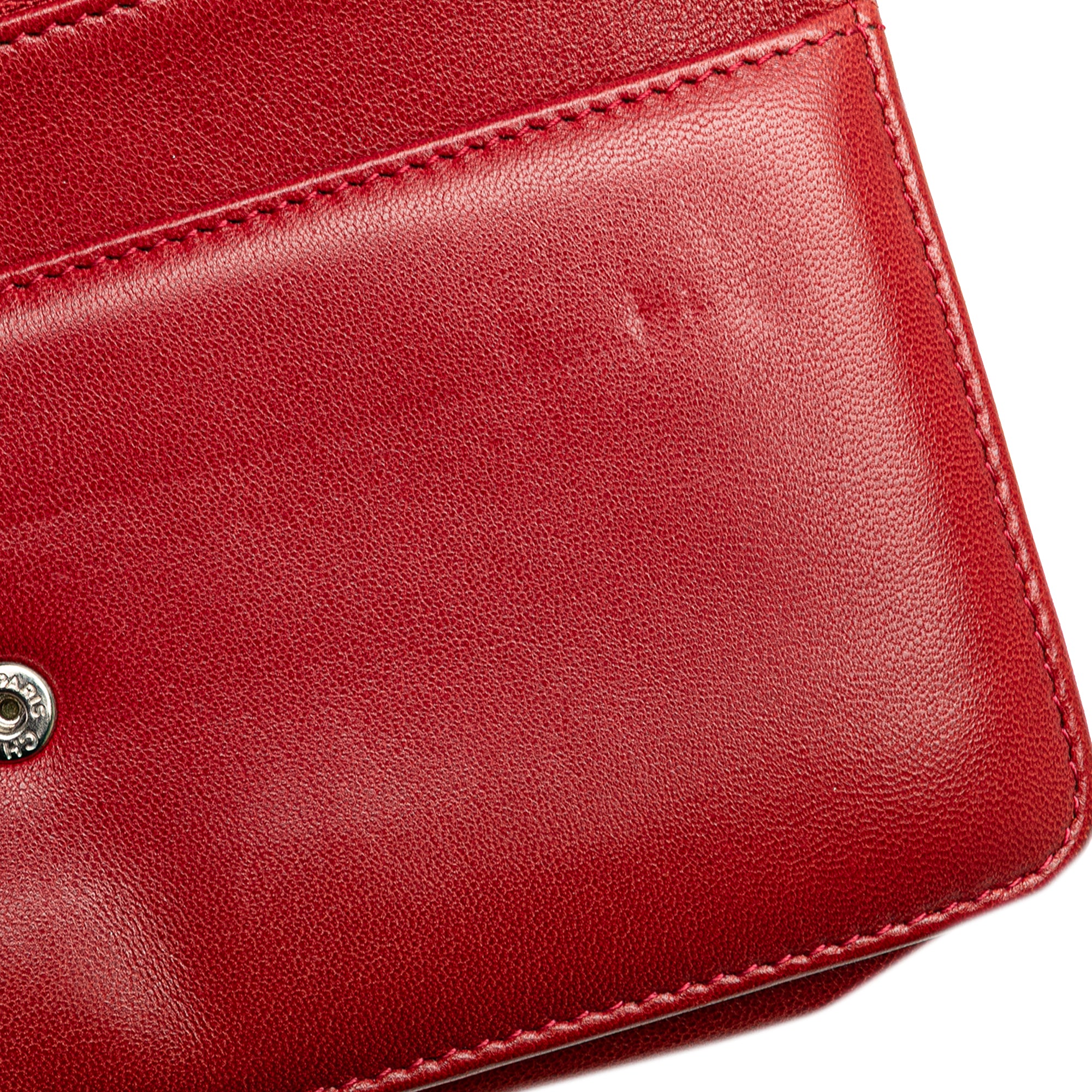 Chanel | Pre-Owned CC Calfskin Wallet On Chain | Red - Image 14