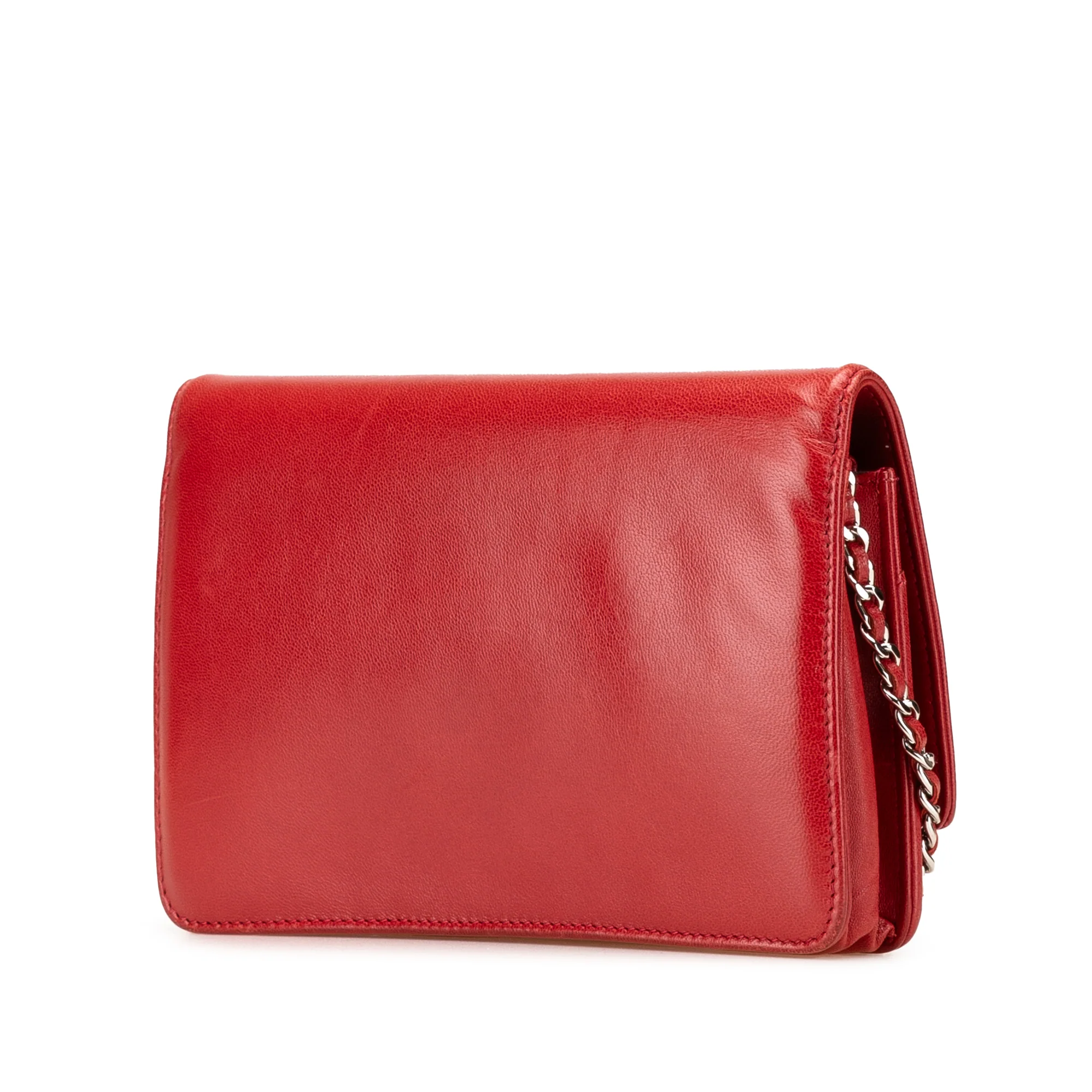 Chanel | Pre-Owned CC Calfskin Wallet On Chain | Red - Image 7