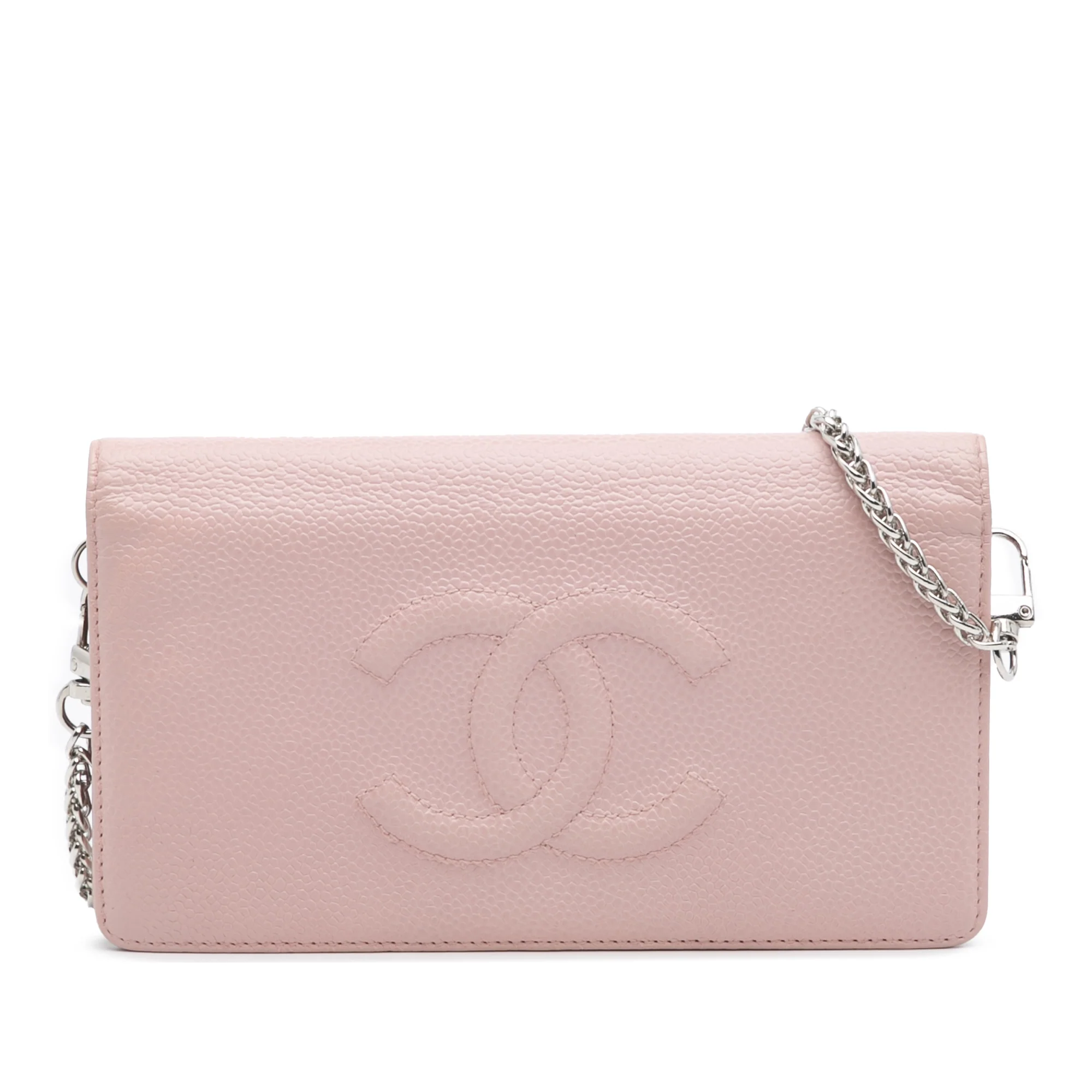 Chanel | Pre-Owned CC Caviar Wallet On Chain | Pink/Light Pink