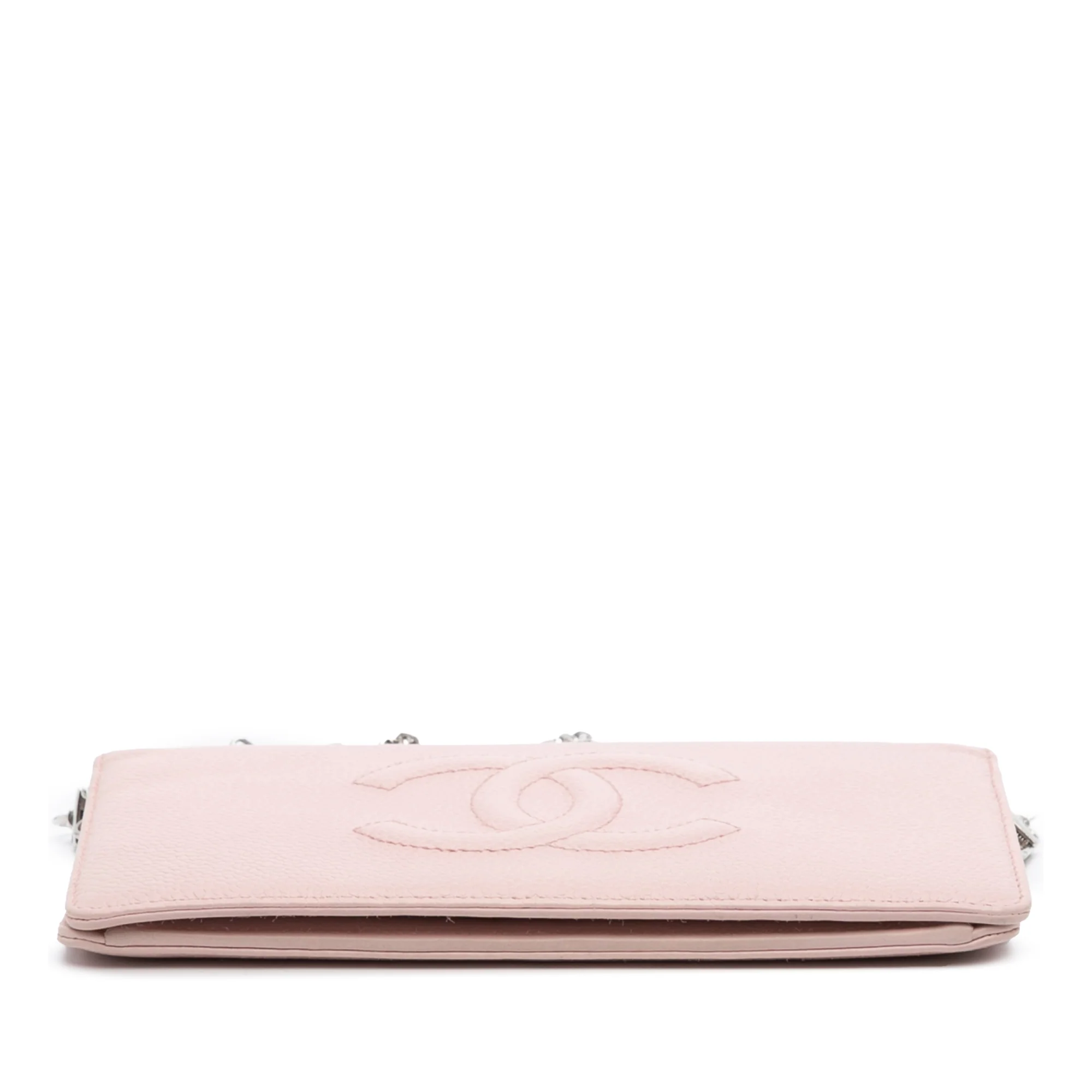 Chanel | Pre-Owned CC Caviar Wallet On Chain | Pink/Light Pink - Image 5