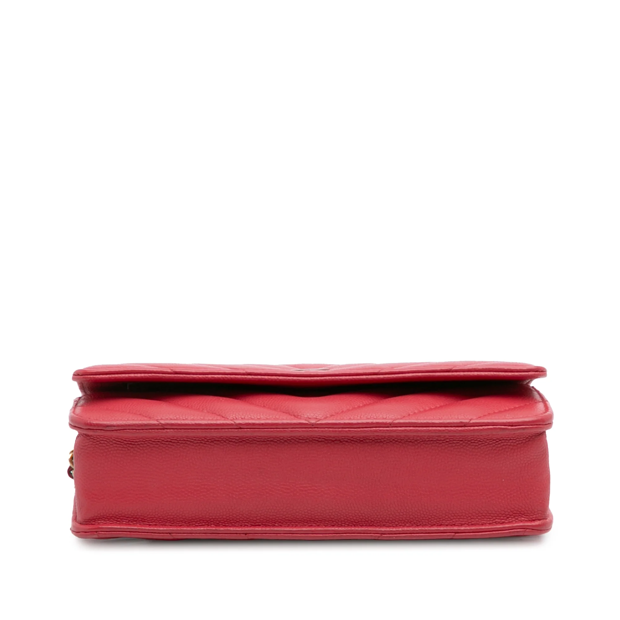 Chanel | Pre-Owned CC Chevron Caviar Ancient Greek Charms Wallet On Chain | Red - Image 5