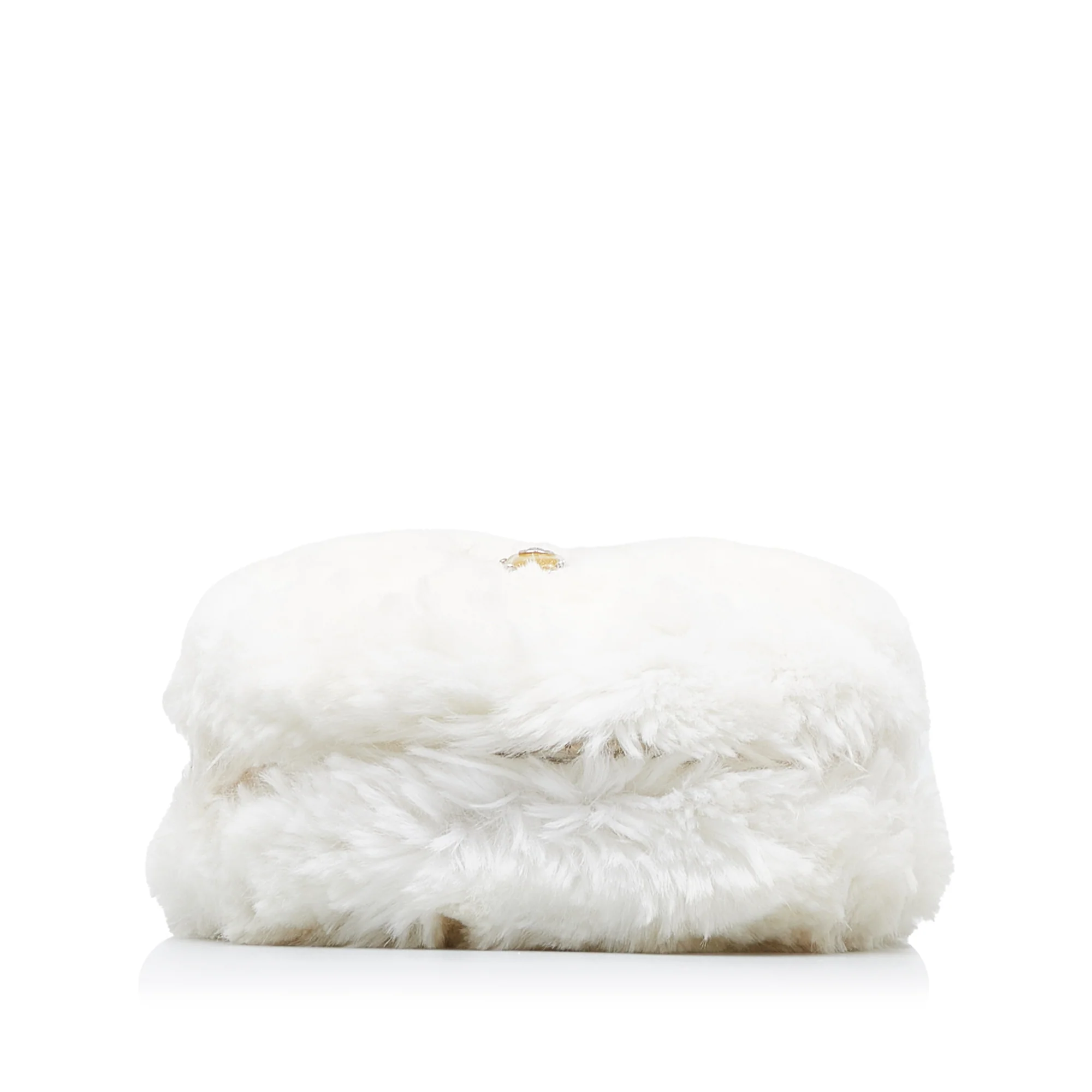Chanel | Pre-Owned CC Crystal Embellished Faux Fur Round Crossbody | White - Image 6
