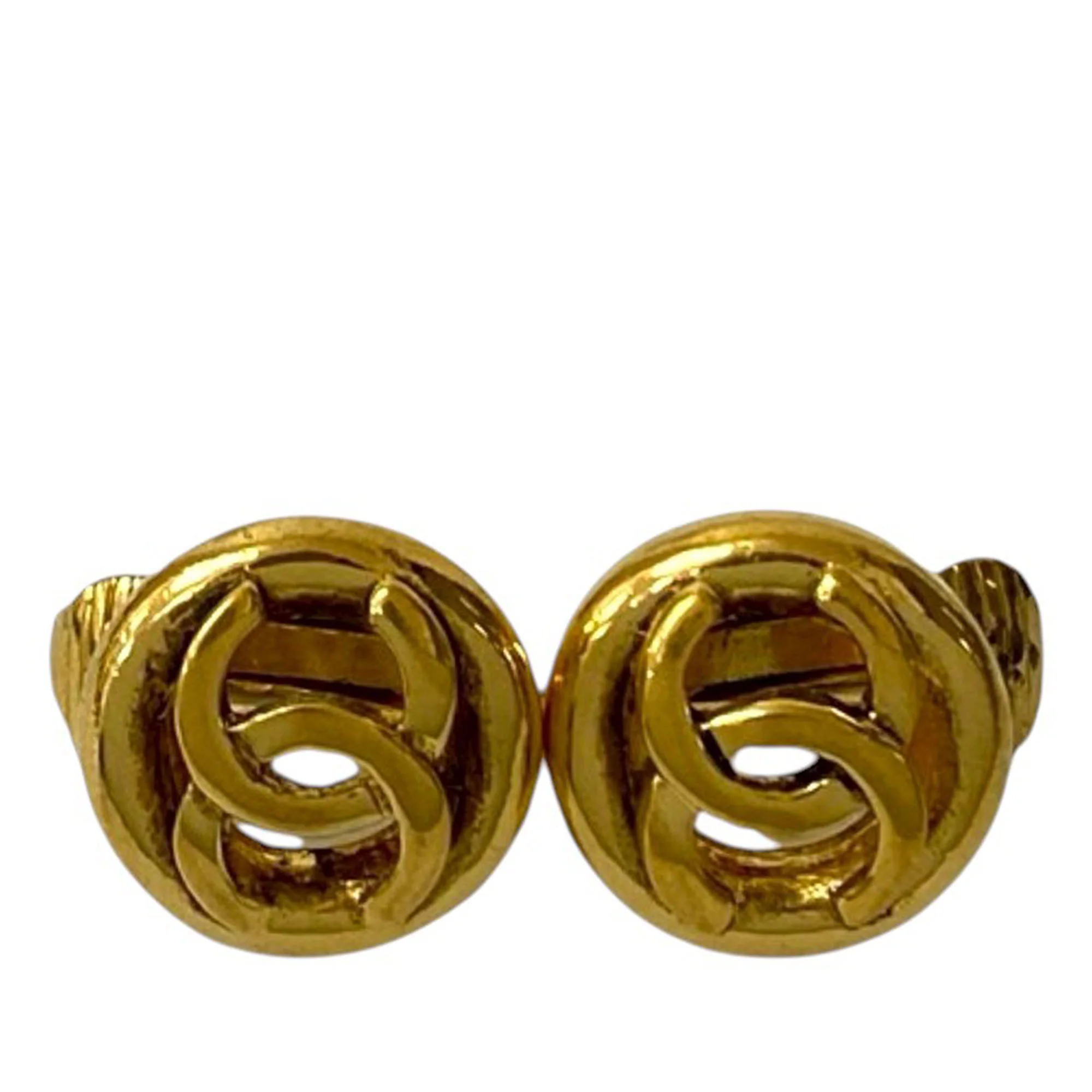 Chanel | Pre-Owned CC Gold Plated Round Clip On Earrings | Gold