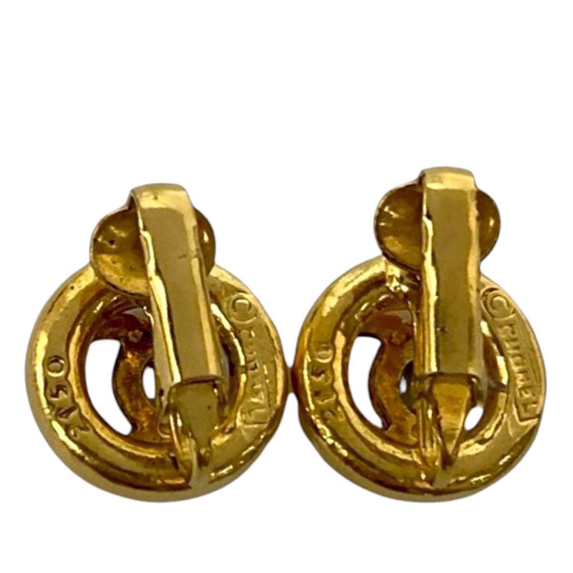 Chanel | Pre-Owned CC Gold Plated Round Clip On Earrings | Gold - Image 2