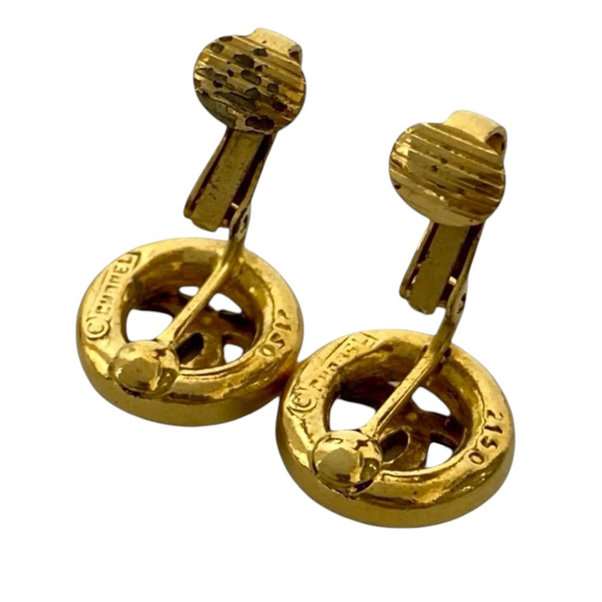 Chanel | Pre-Owned CC Gold Plated Round Clip On Earrings | Gold - Image 4