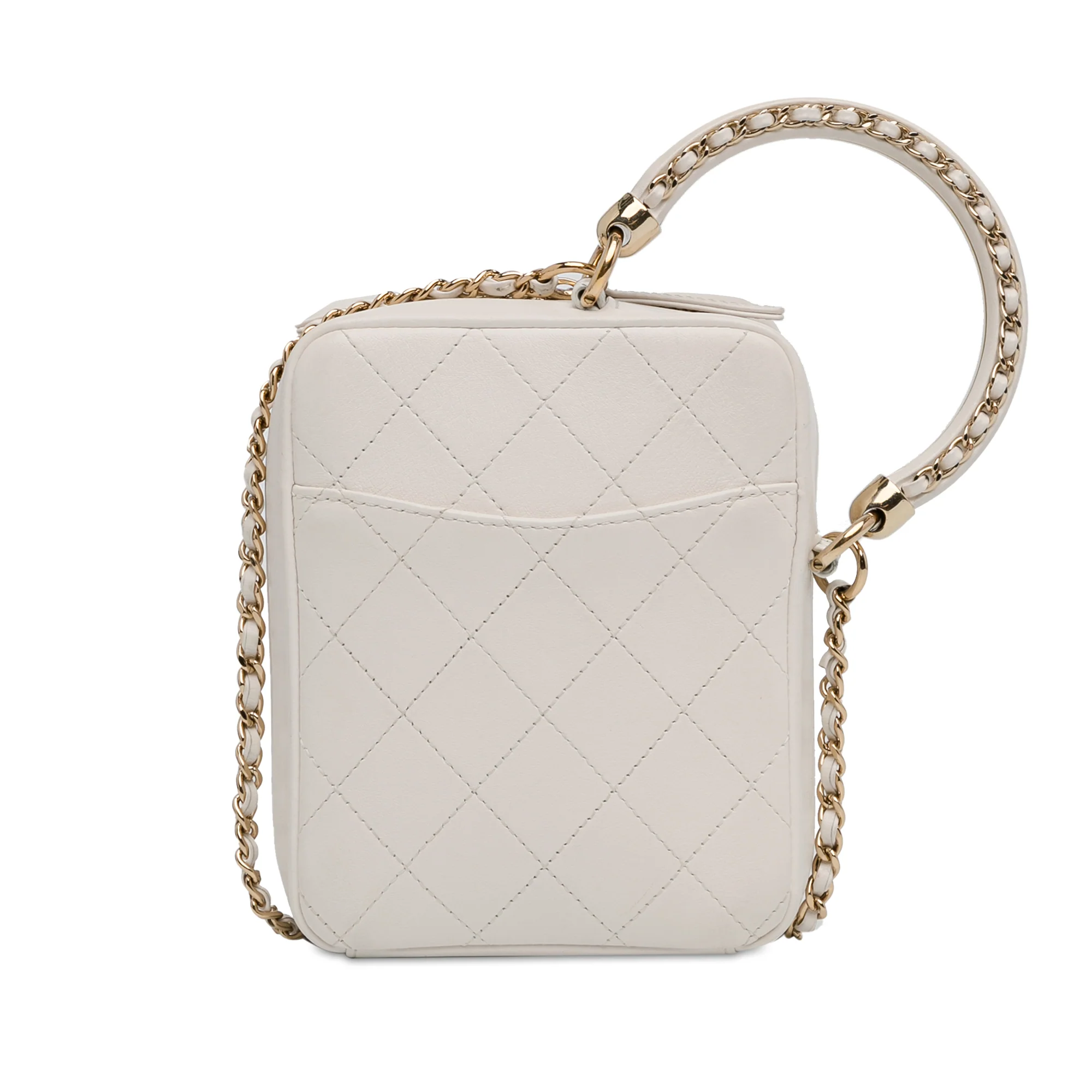 Chanel | Pre-Owned CC Lambskin Round Handle Camera Case | White - Image 5