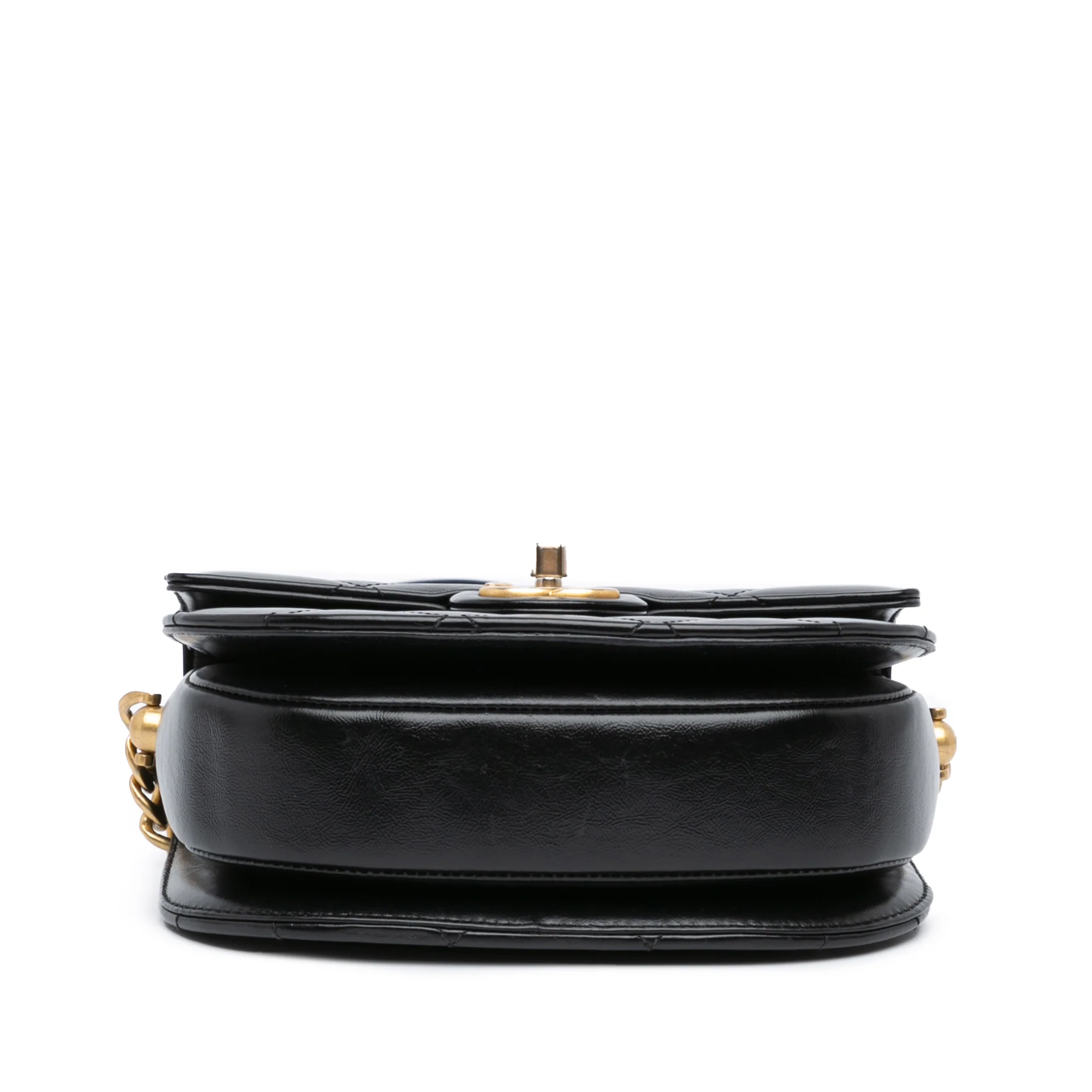 Chanel | Pre-Owned CC Quilted Calfskin Round Moon Messenger Flap | Black - Image 3
