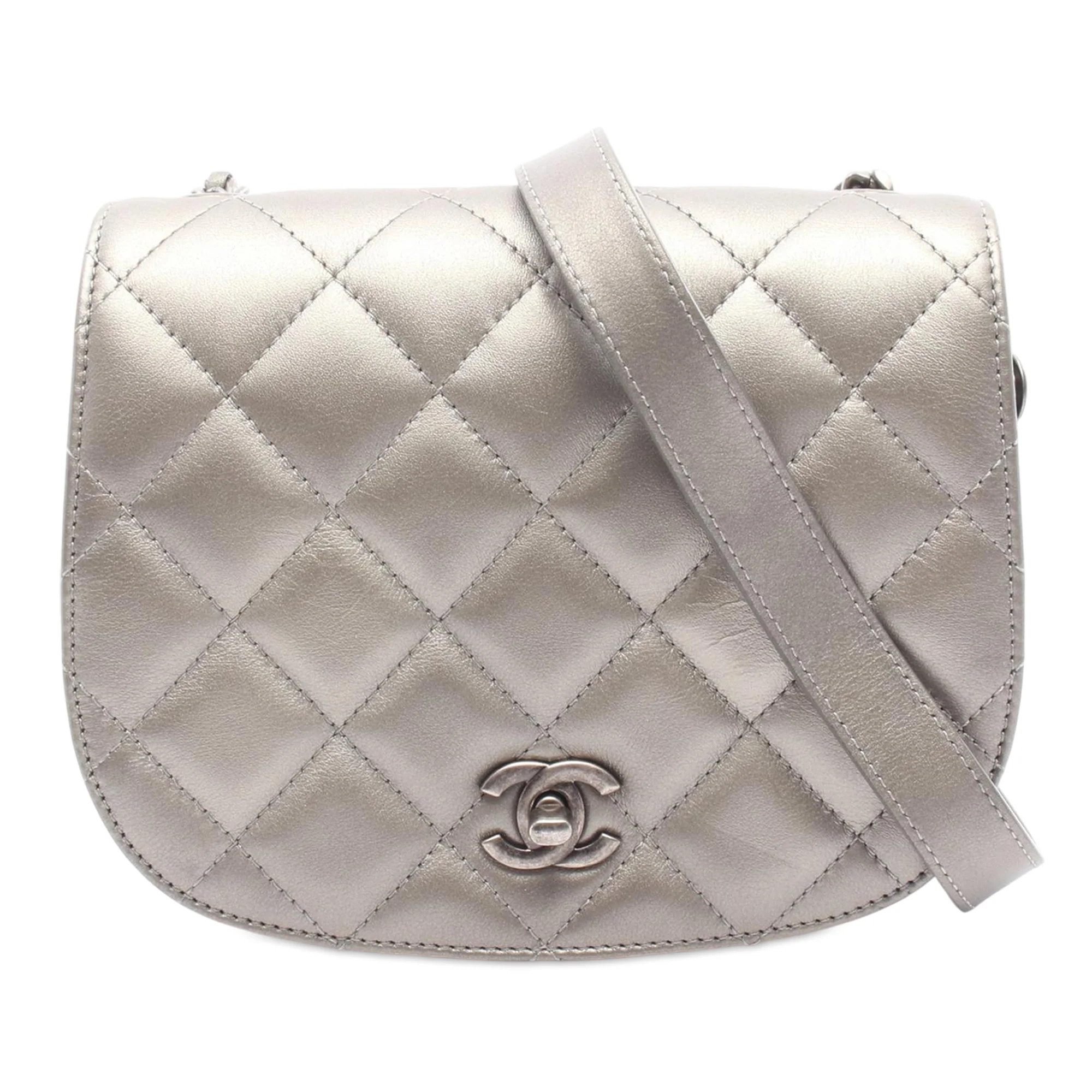 Chanel | Pre-Owned CC Quilted Lambskin Casual Pocket Flap Bag | Gold