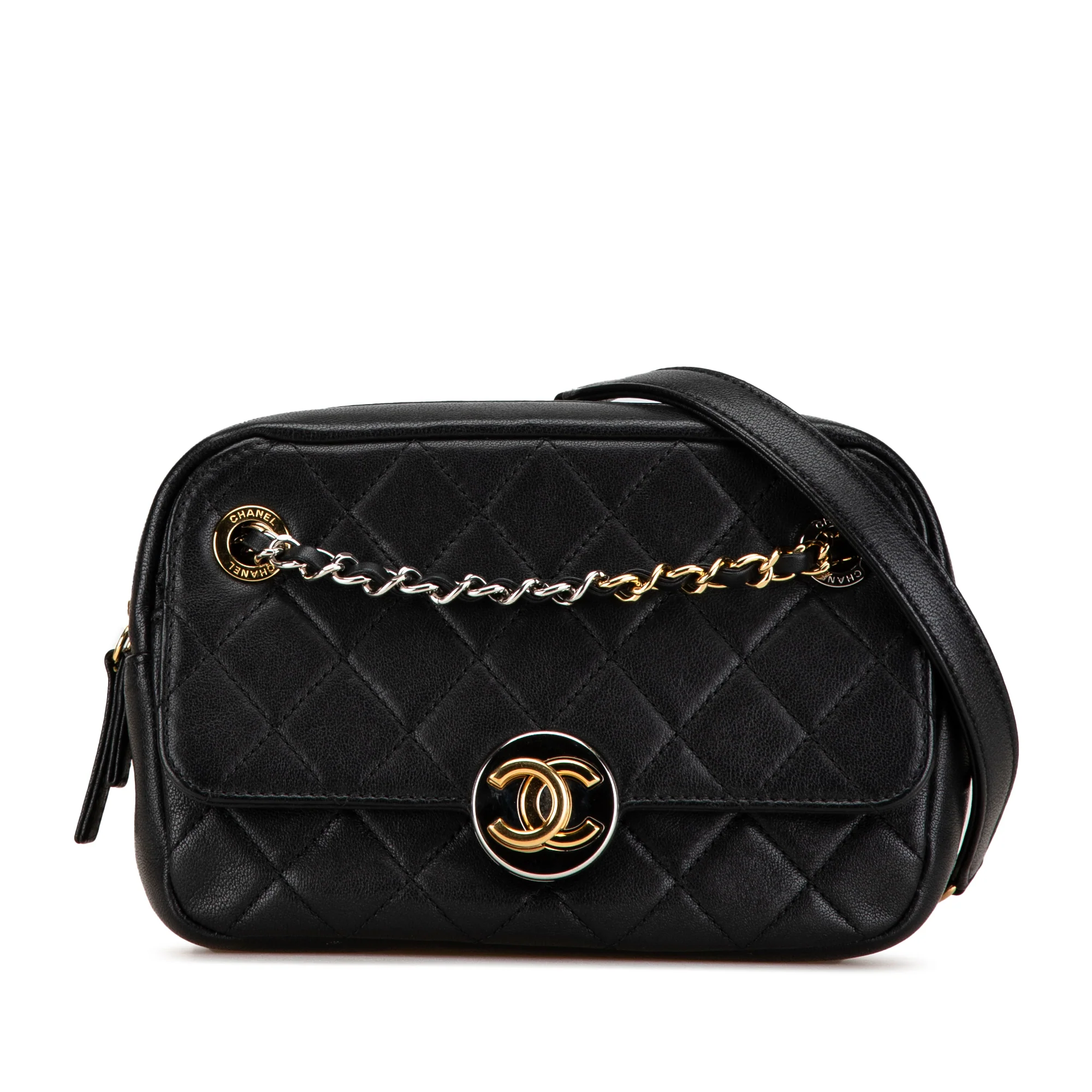 Chanel | Pre-Owned CC Quilted Lambskin Chain Camera Bag | Black