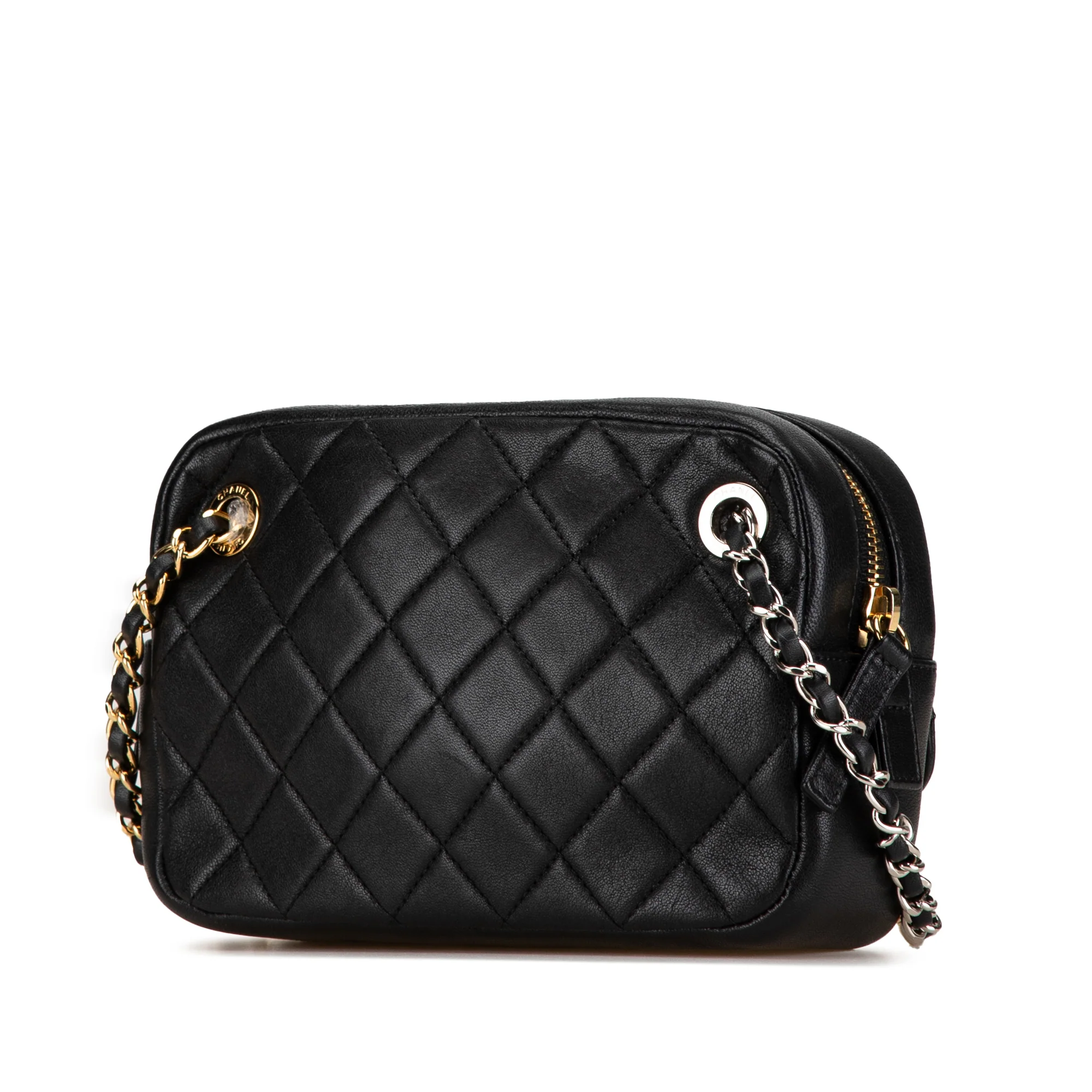 Chanel | Pre-Owned CC Quilted Lambskin Chain Camera Bag | Black - Image 2