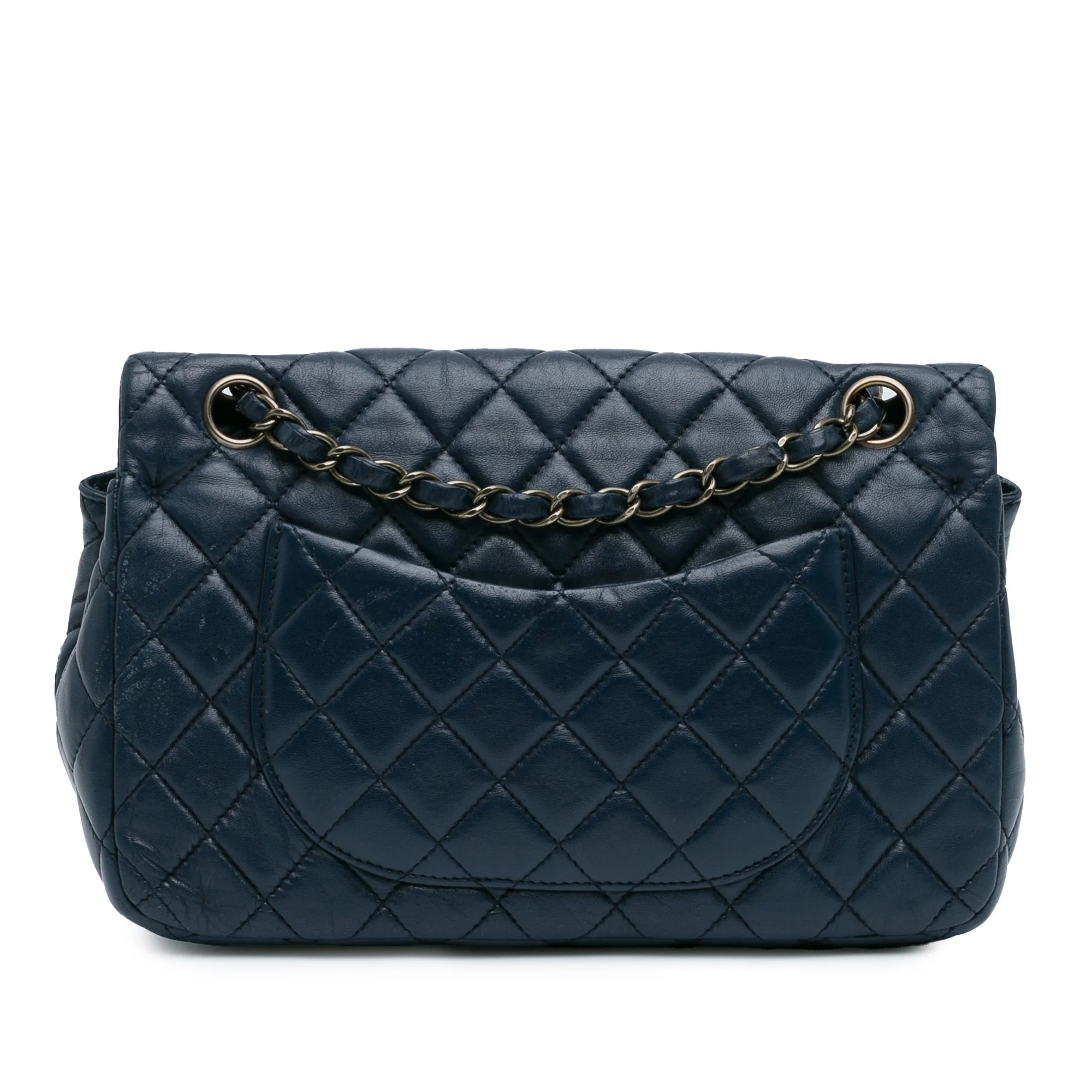 Chanel | Pre-Owned CC Quilted Lambskin Double Flap | Blue/Navy - Image 5