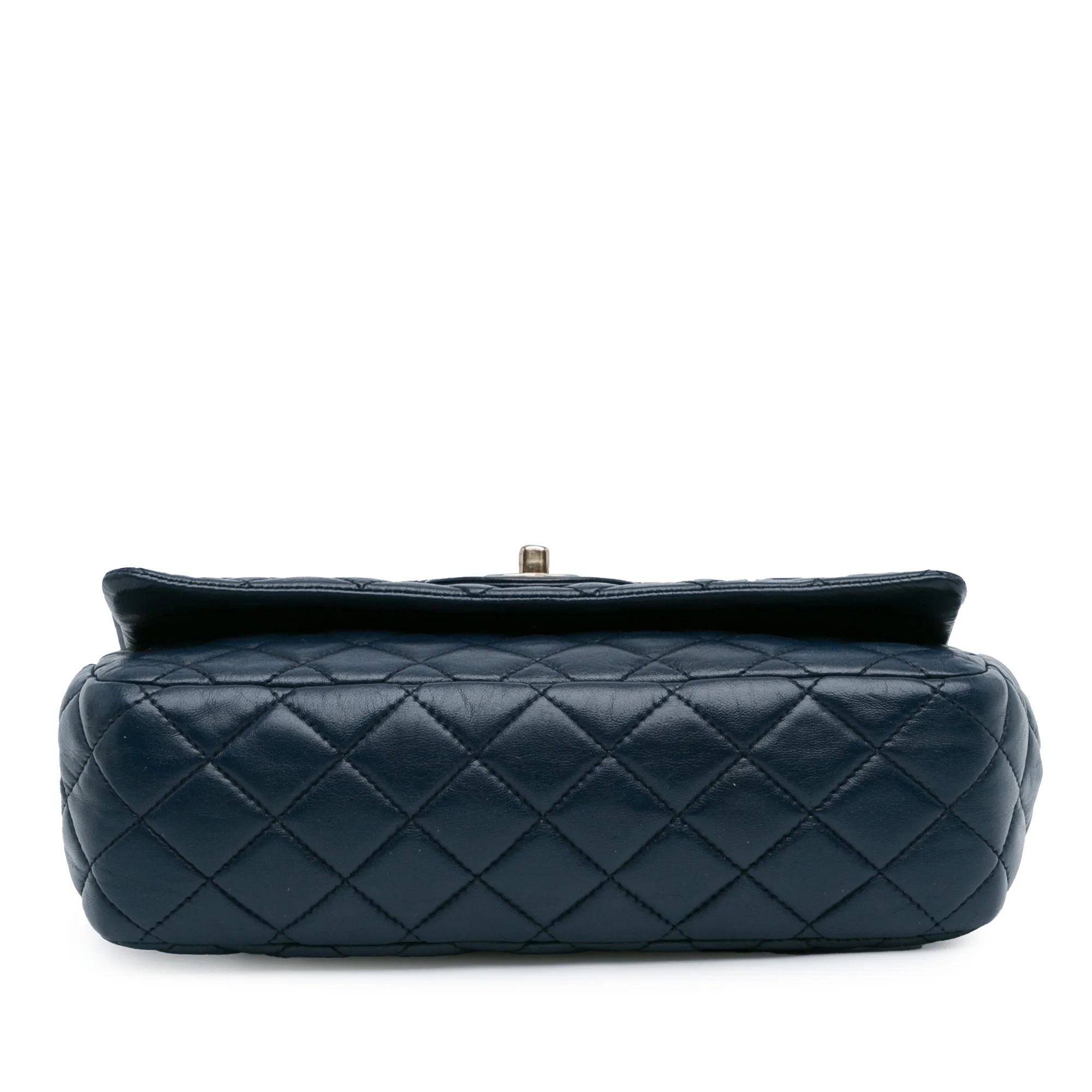 Chanel | Pre-Owned CC Quilted Lambskin Double Flap | Blue/Navy - Image 6