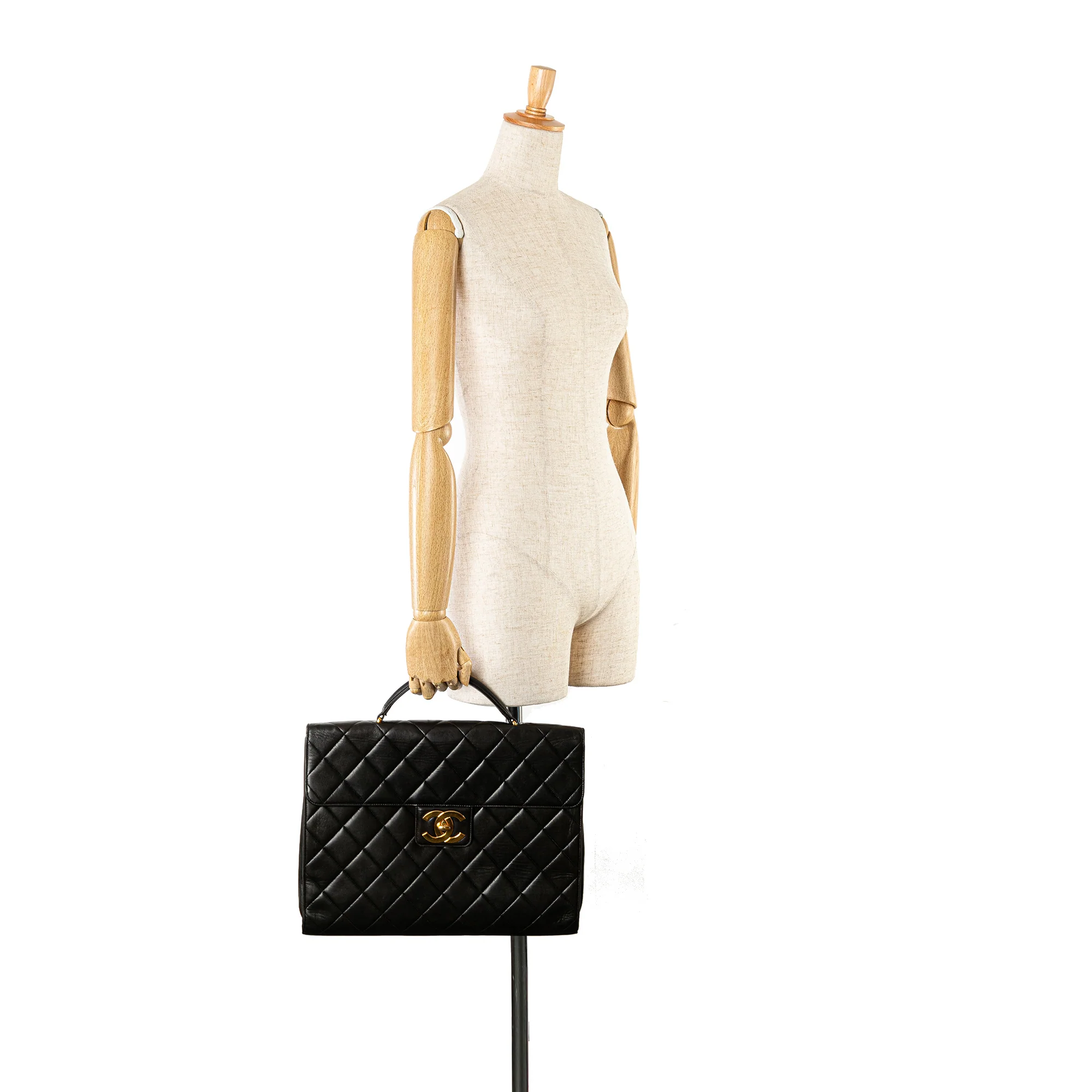 Chanel | Pre-Owned CC Quilted Lambskin Flap Briefcase | Black - Image 7