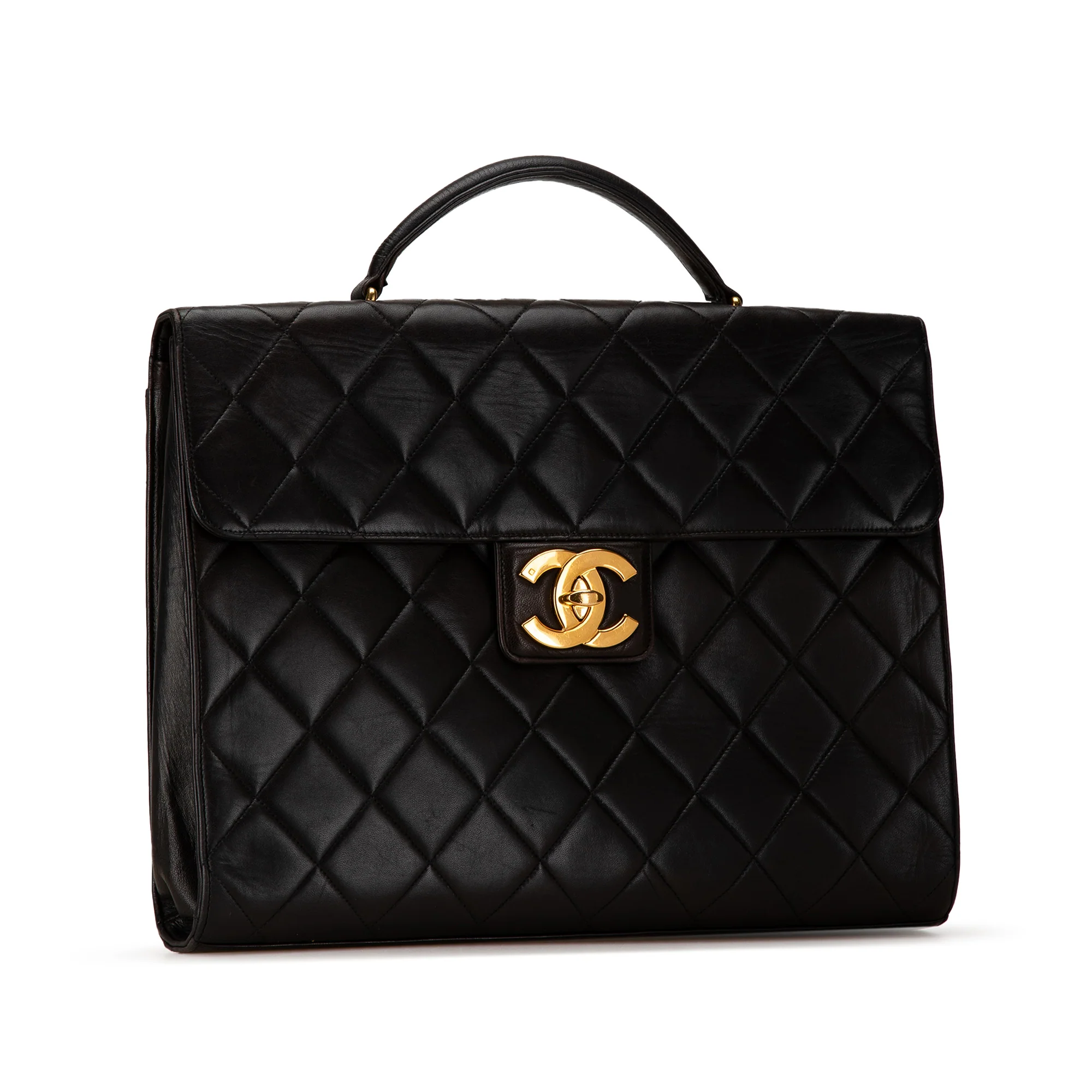 Chanel | Pre-Owned CC Quilted Lambskin Flap Briefcase | Black - Image 8
