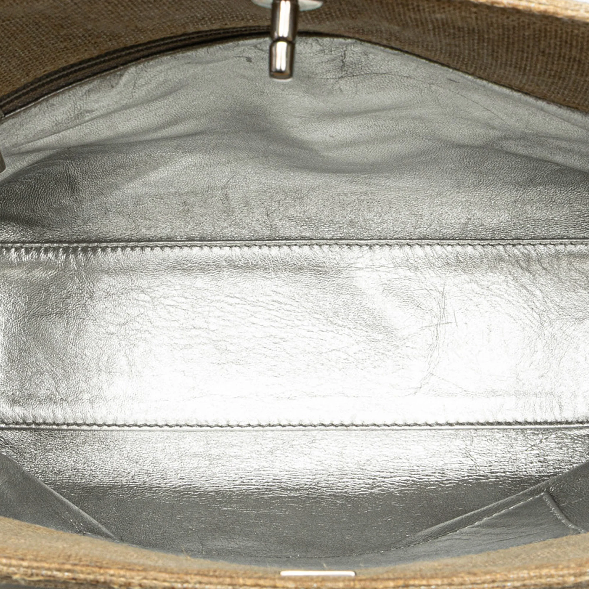 Chanel | Pre-Owned CC Stitched Linen Chain Tote | Beige - Image 11