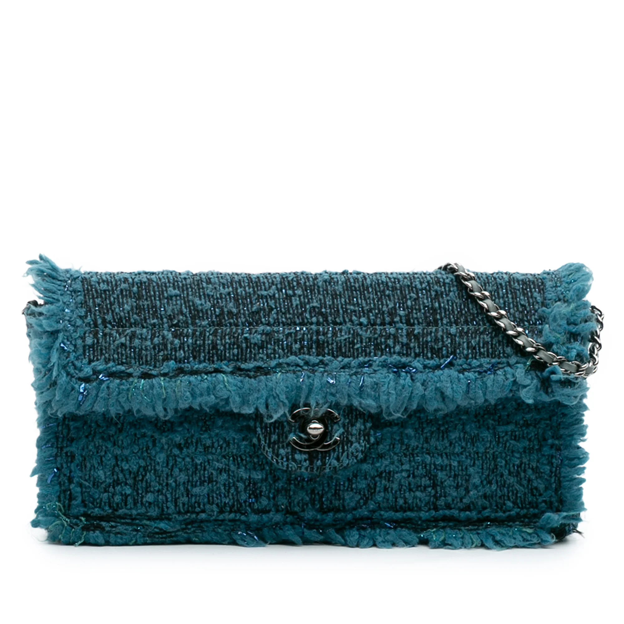 Chanel | Pre-Owned CC Tweed East West Flap | Blue/Peacock