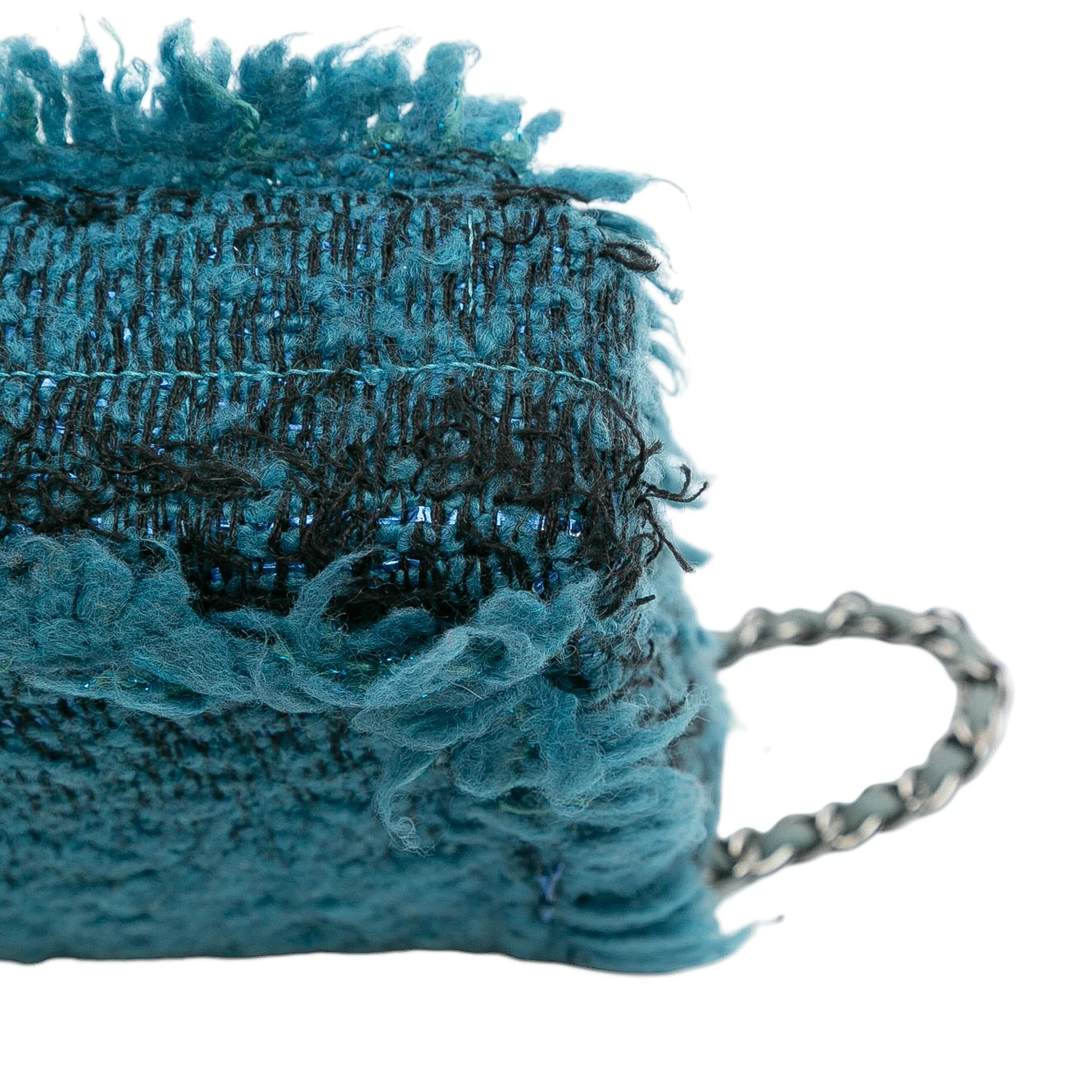 Chanel | Pre-Owned CC Tweed East West Flap | Blue/Peacock - Image 11