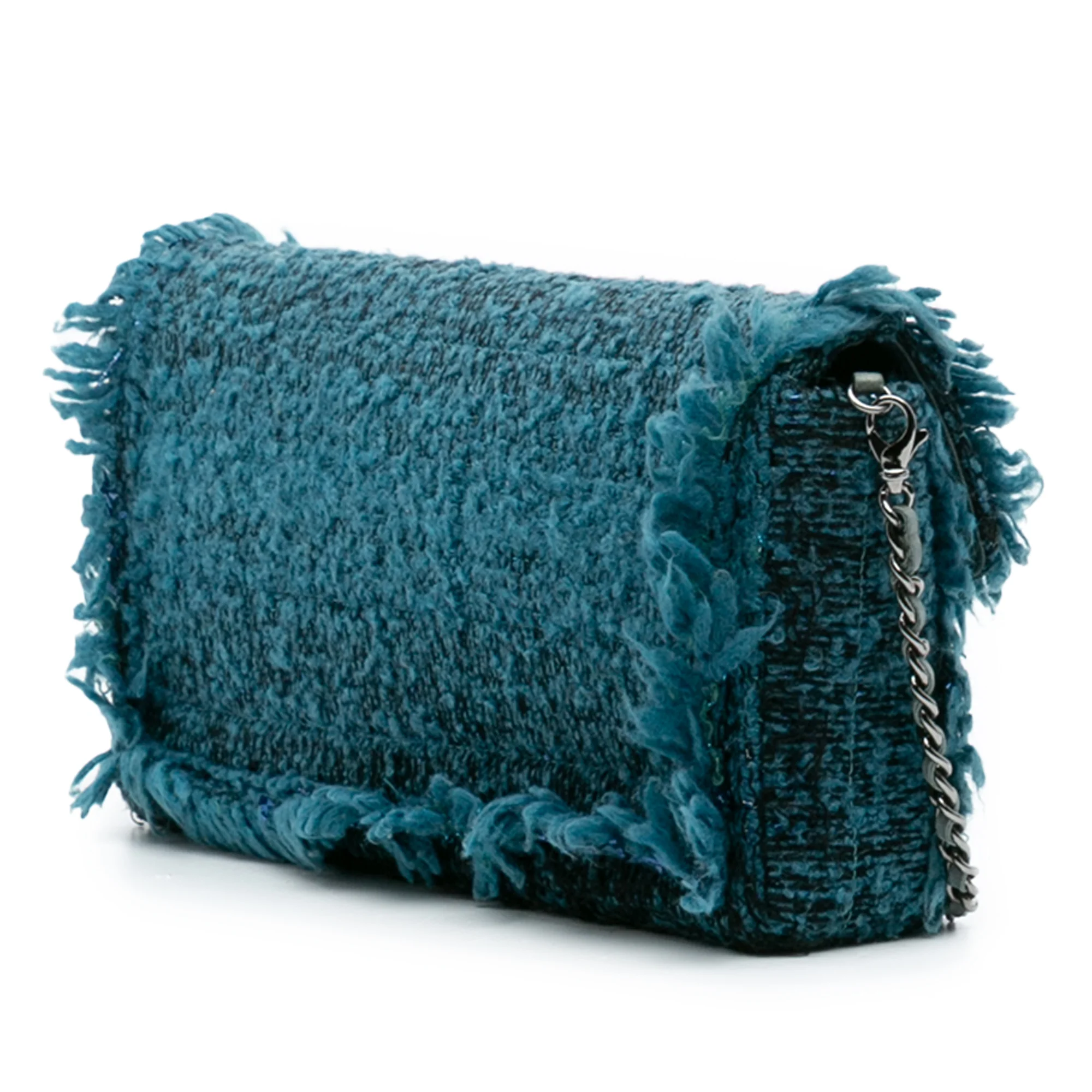 Chanel | Pre-Owned CC Tweed East West Flap | Blue/Peacock - Image 5