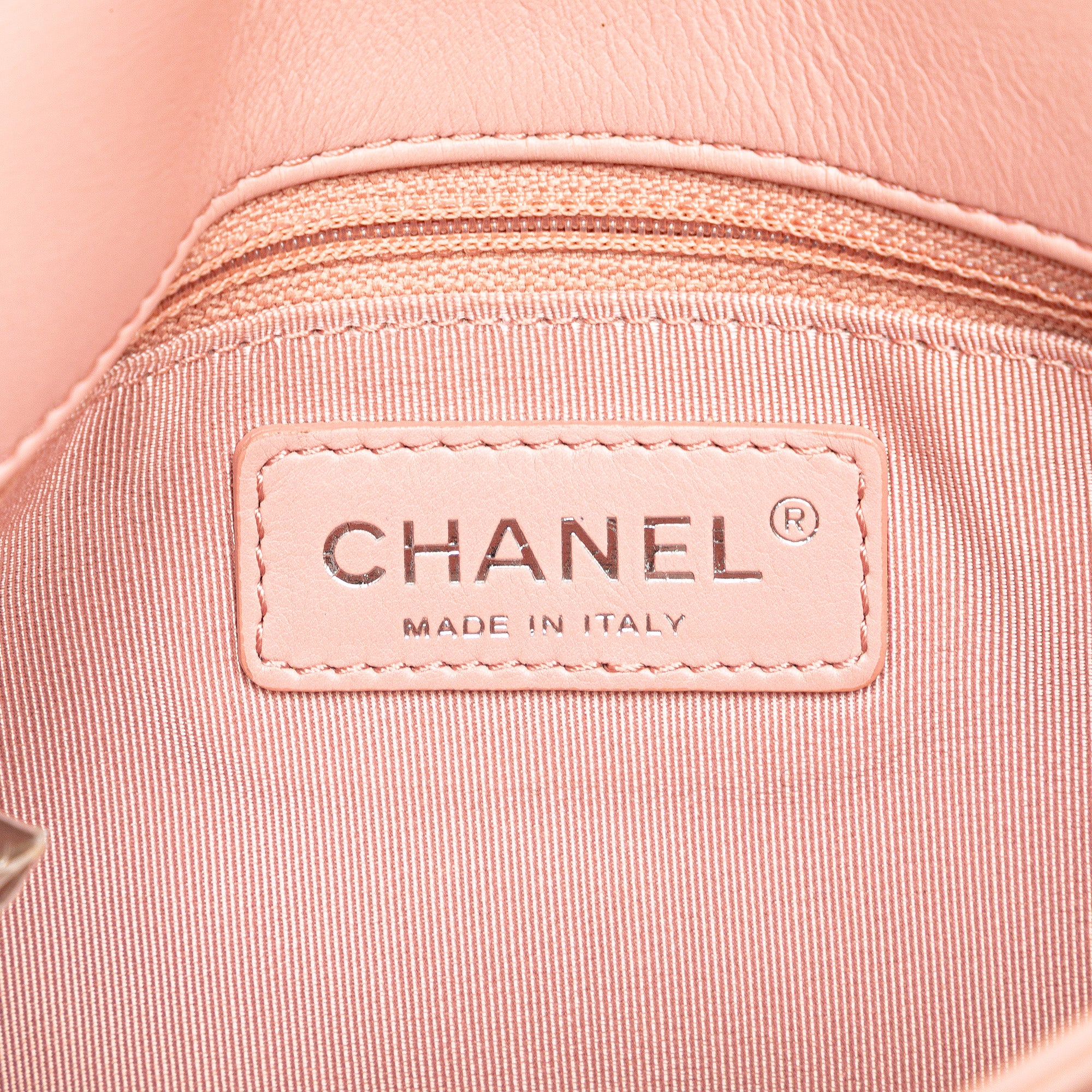 Chanel | Pre-Owned Chevron Calfskin Studded Full Flap | Pink/Light Pink - Image 13