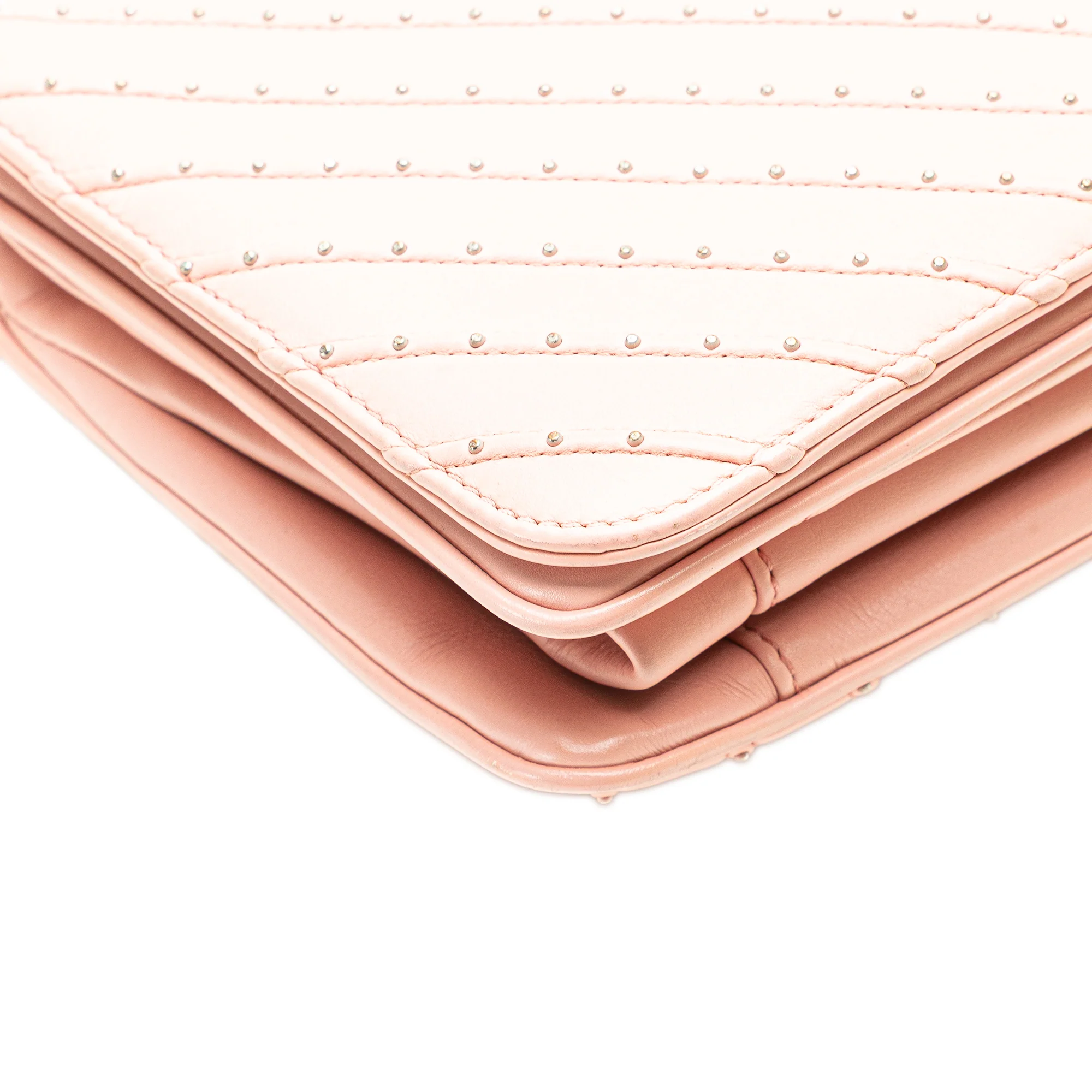 Chanel | Pre-Owned Chevron Calfskin Studded Full Flap | Pink/Light Pink - Image 15