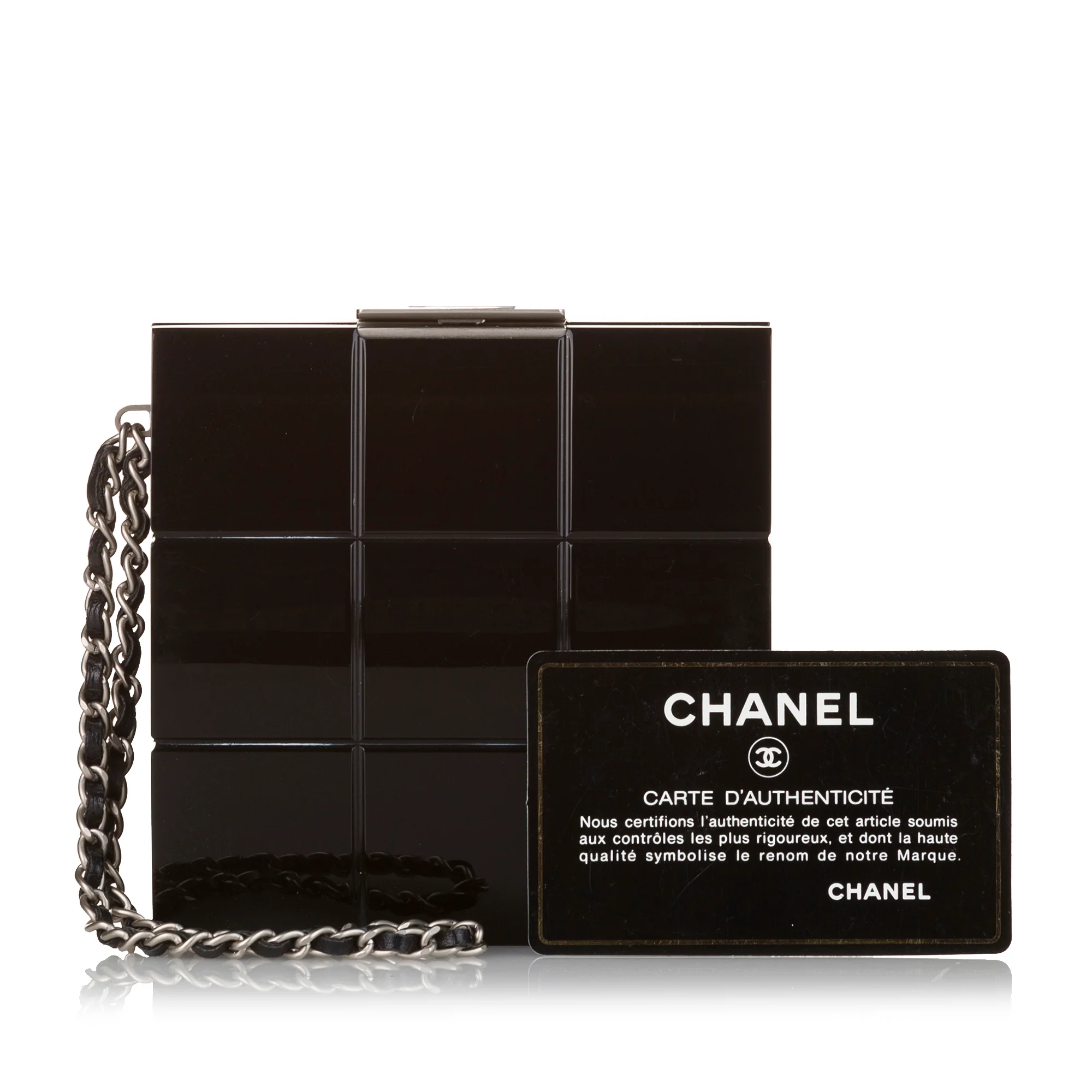Chanel | Pre-Owned Choco Bar Lucite Perspex Clutch | Black - Image 7