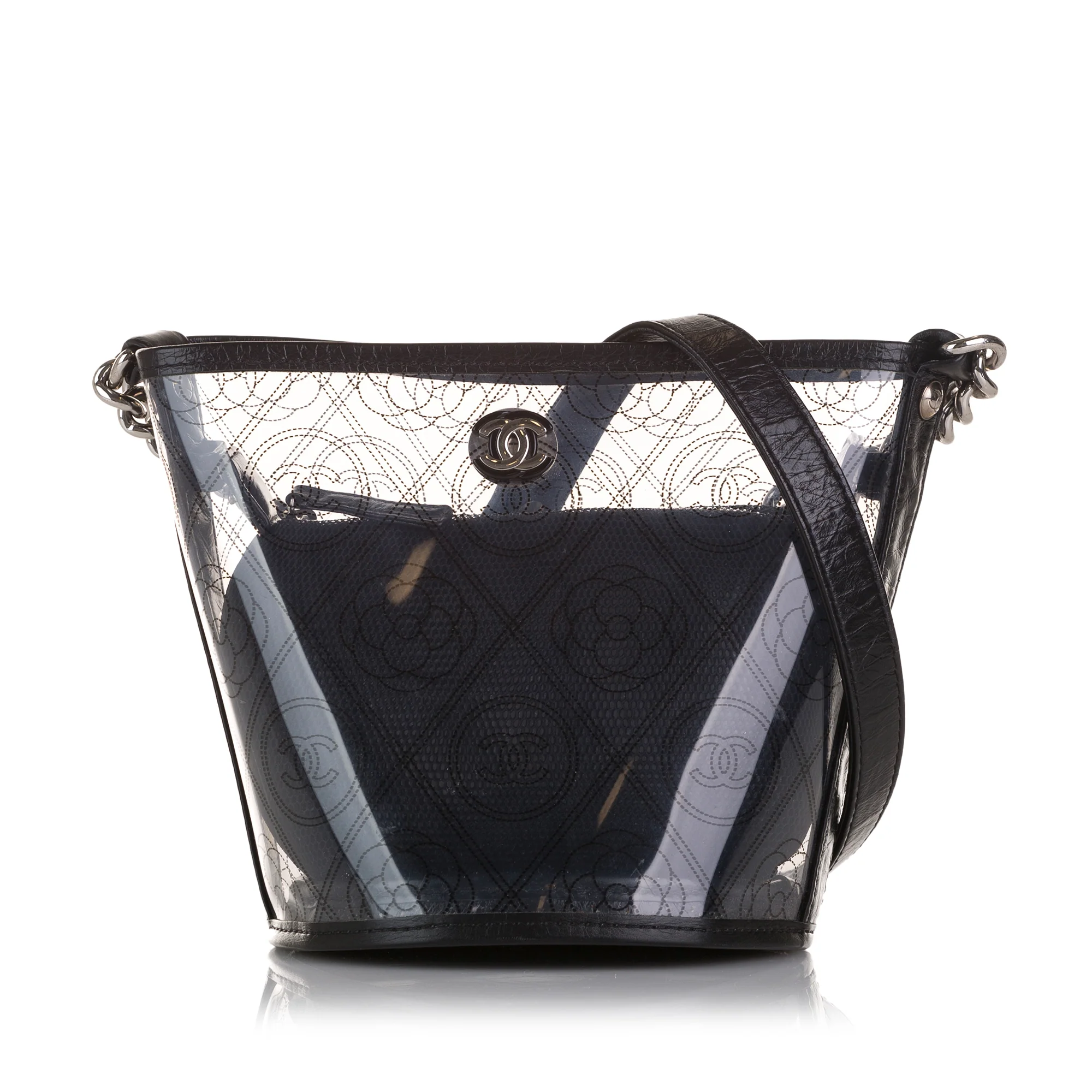 Chanel | Pre-Owned Crumpled Calfskin PVC Camellia Bucket - I | Black