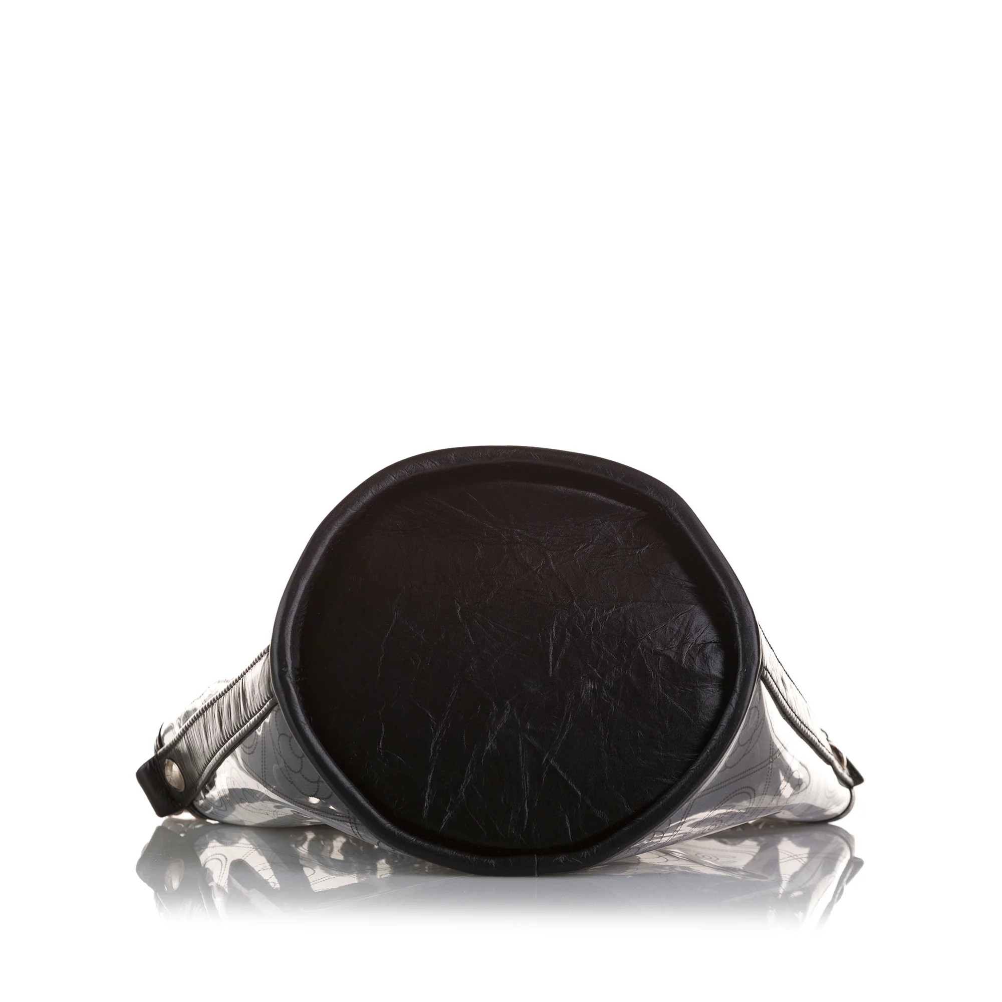 Chanel | Pre-Owned Crumpled Calfskin PVC Camellia Bucket - I | Black - Image 5