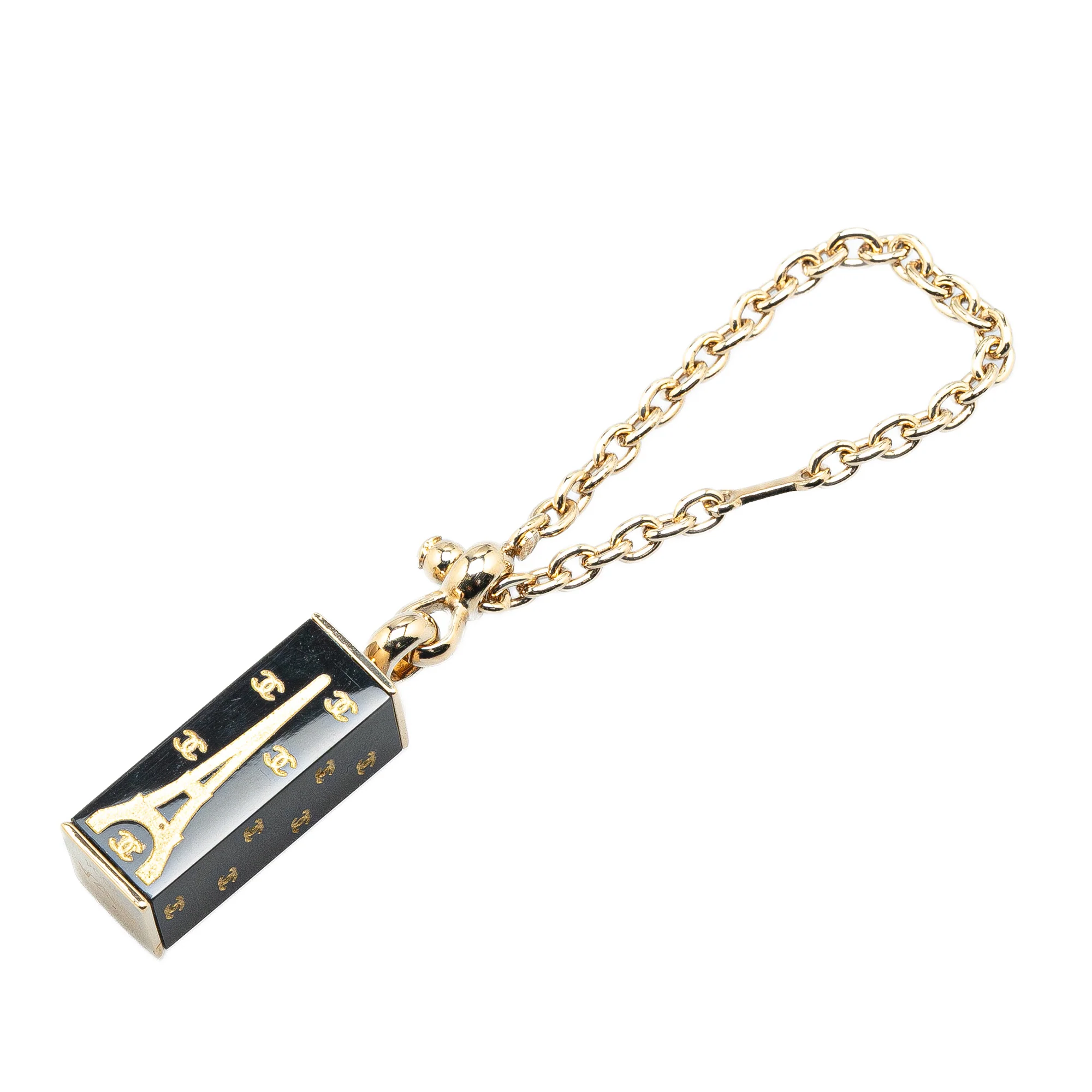 Chanel | Pre-Owned Enamel Eiffel Tower Bag Charm | Black
