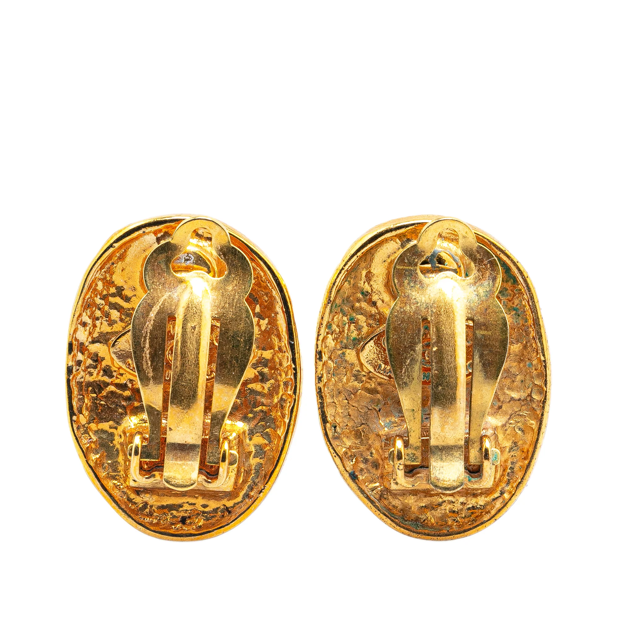 Chanel | Pre-Owned Gold Plated CC Crown Clip On Earrings | Gold - Image 2