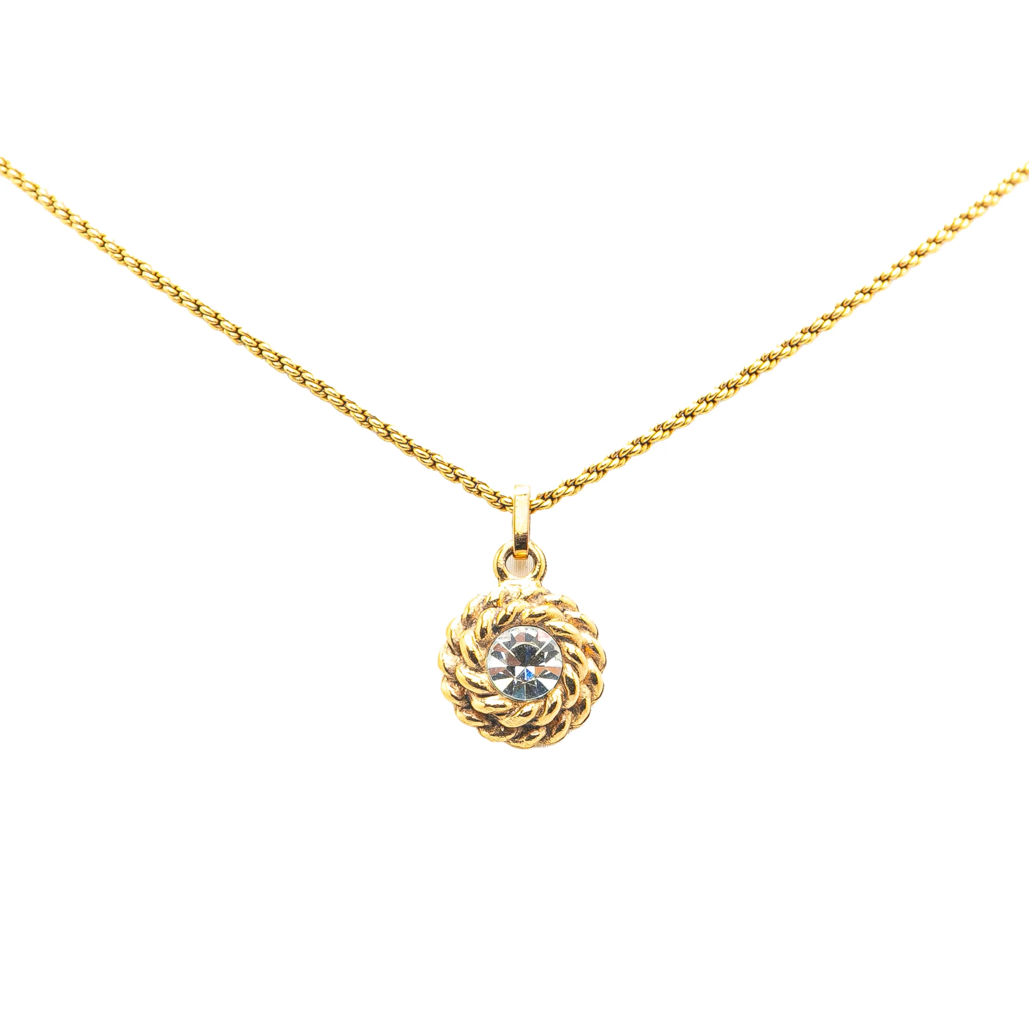 Chanel | Pre-Owned Gold Plated Rhinestone Pendant Necklace | Gold