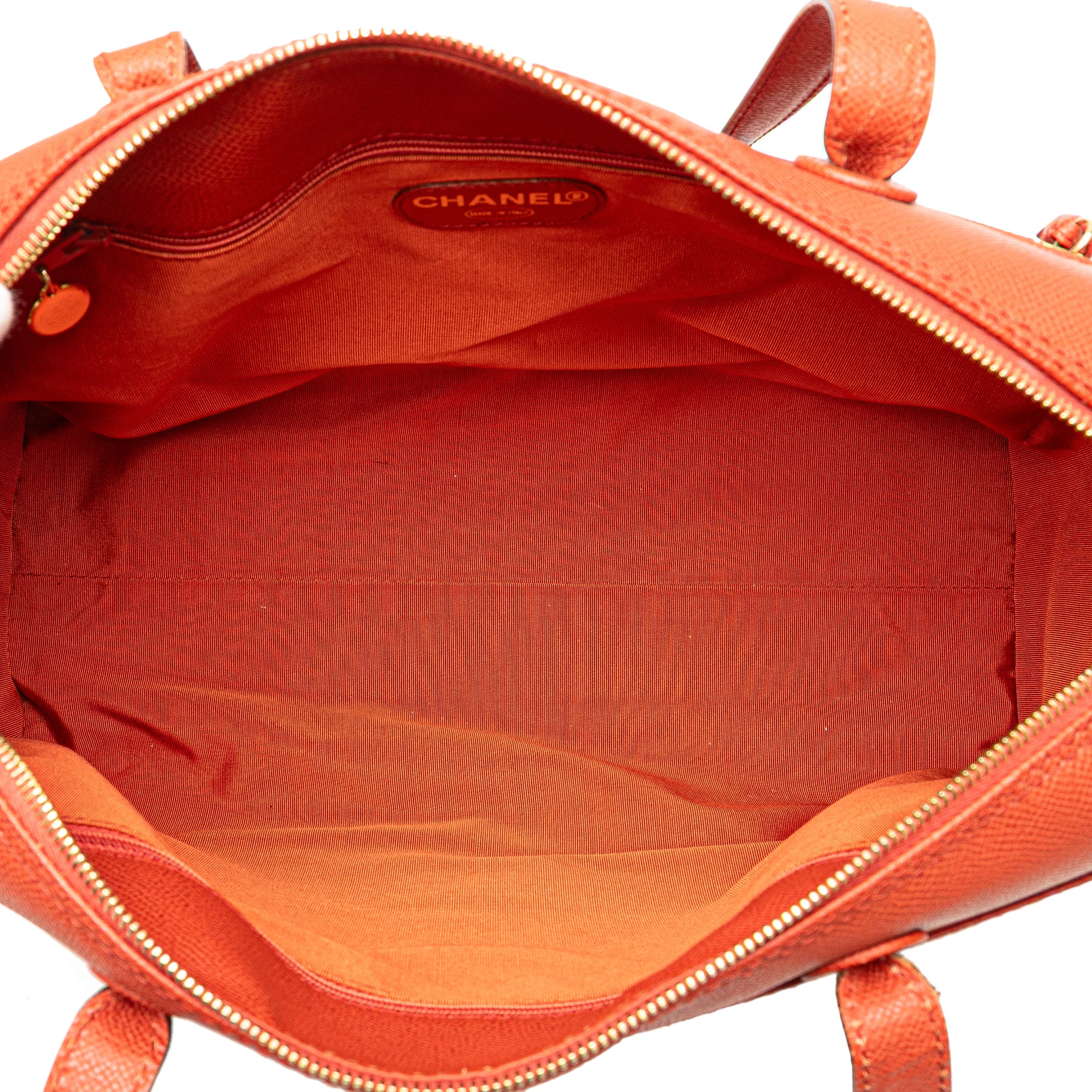 Chanel | Pre-Owned Grained Calfskin Tote | Orange/Dark Orange - Image 11