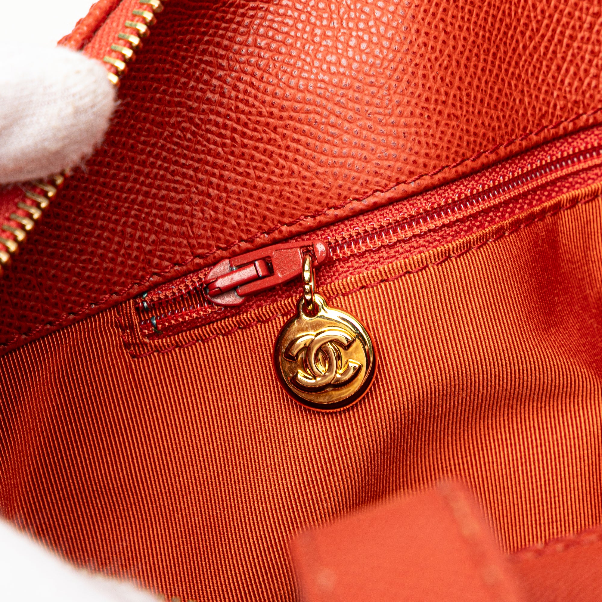 Chanel | Pre-Owned Grained Calfskin Tote | Orange/Dark Orange - Image 14