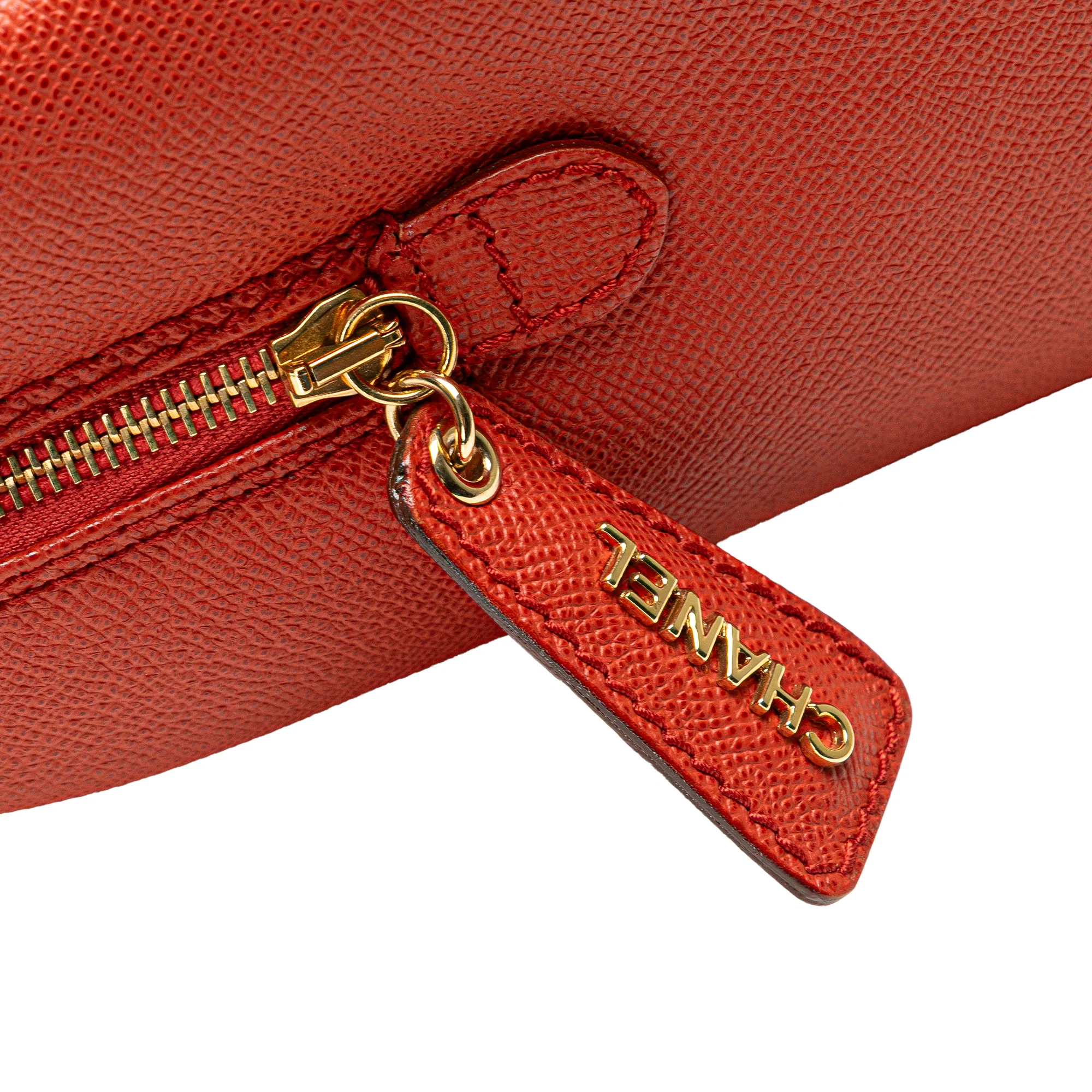 Chanel | Pre-Owned Grained Calfskin Tote | Orange/Dark Orange - Image 3
