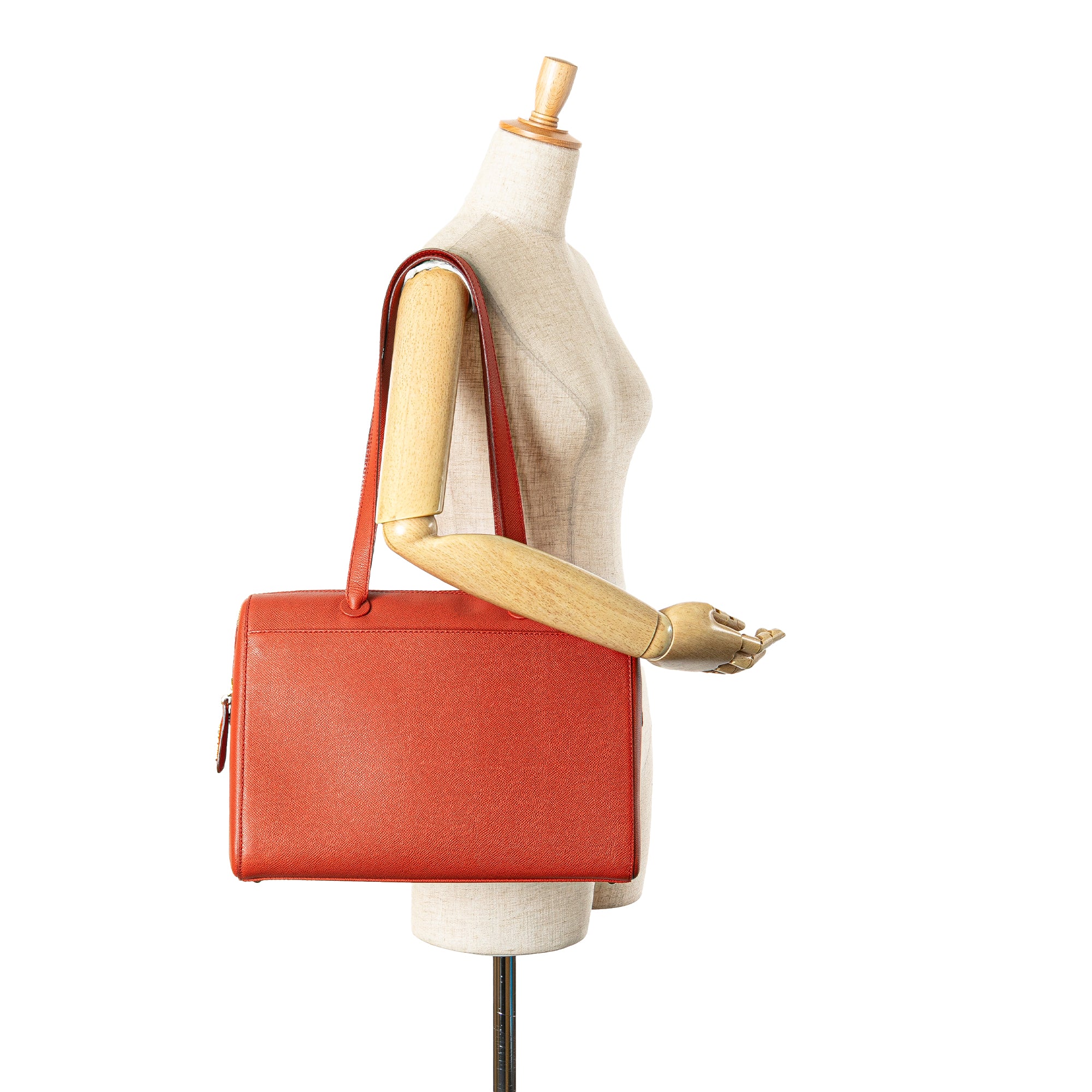Chanel | Pre-Owned Grained Calfskin Tote | Orange/Dark Orange - Image 8